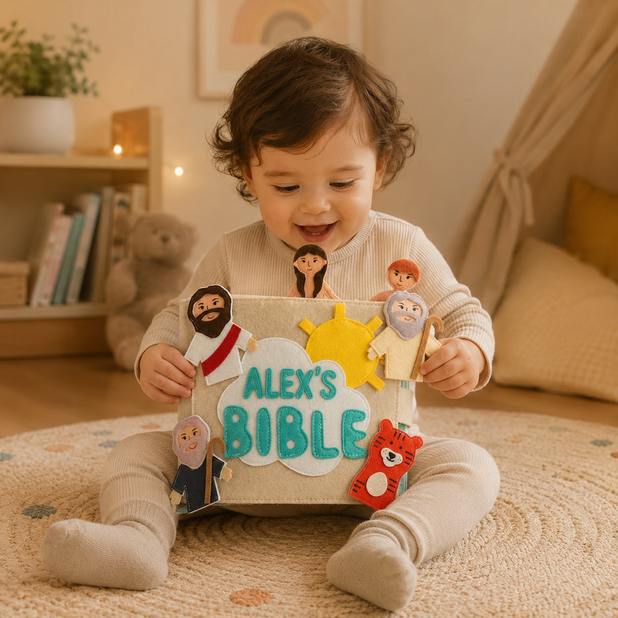 Handmade Old Testament Bibles, Christian Felt Busy Book, Soft Cloth Storytelling Books, Activity Books for toddlers, Baptism gifts, Montessori toys, Christian Sunday School Toys BB01