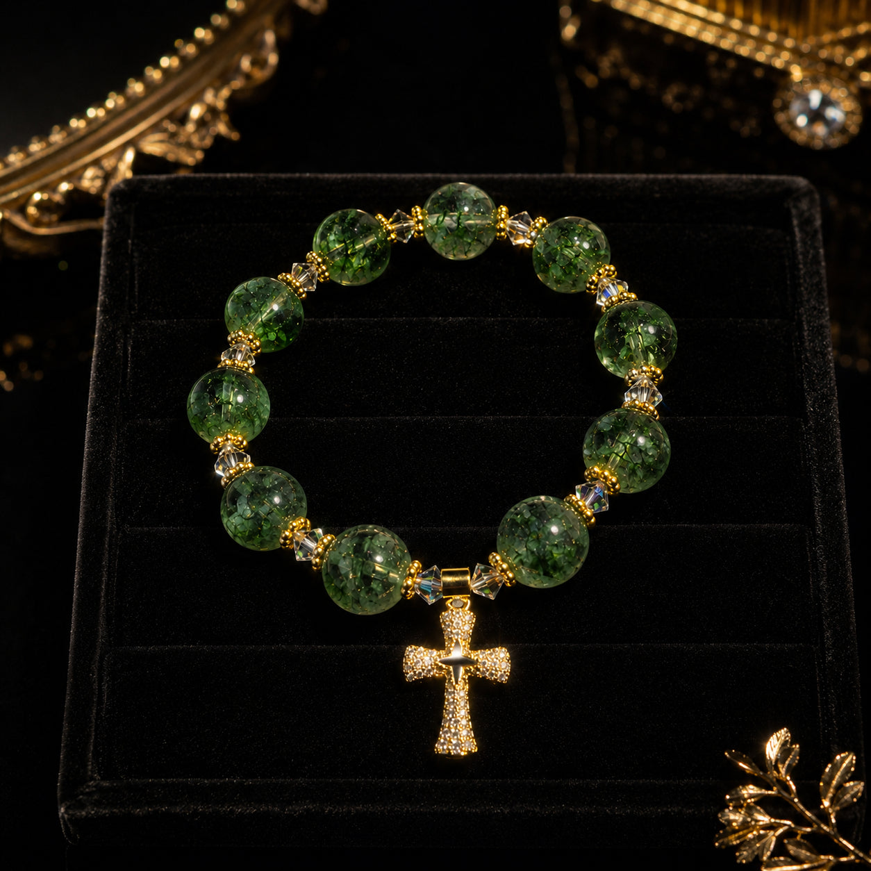 Rosary bracelet in turquoise, turquoise stone bracelet with cross charm, Catholic prayer bracelet BRLAF01
