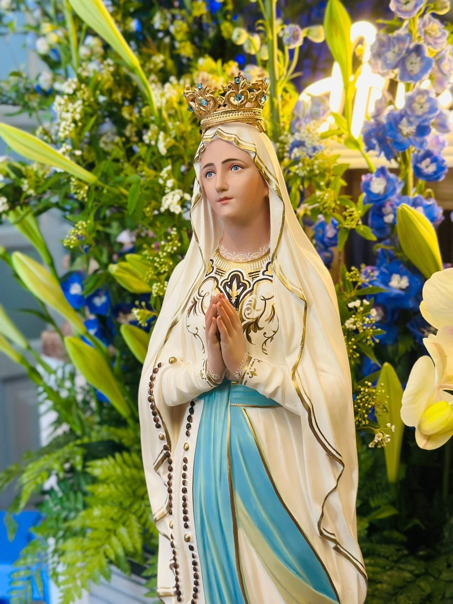 Statue of Our Lady of Lourdes, Statue of The Virgin Mary, Catholic Composite Statue, Catholic Gift, Catholic Decor CP01