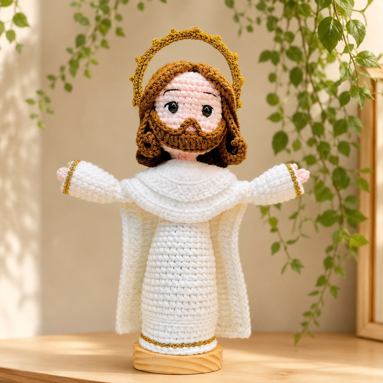 Handmade Crochet Jesus Doll, Christian Amigurumi Plush, Religious Faith Gift, Baptism Gift, Prayer Room Decor CR01