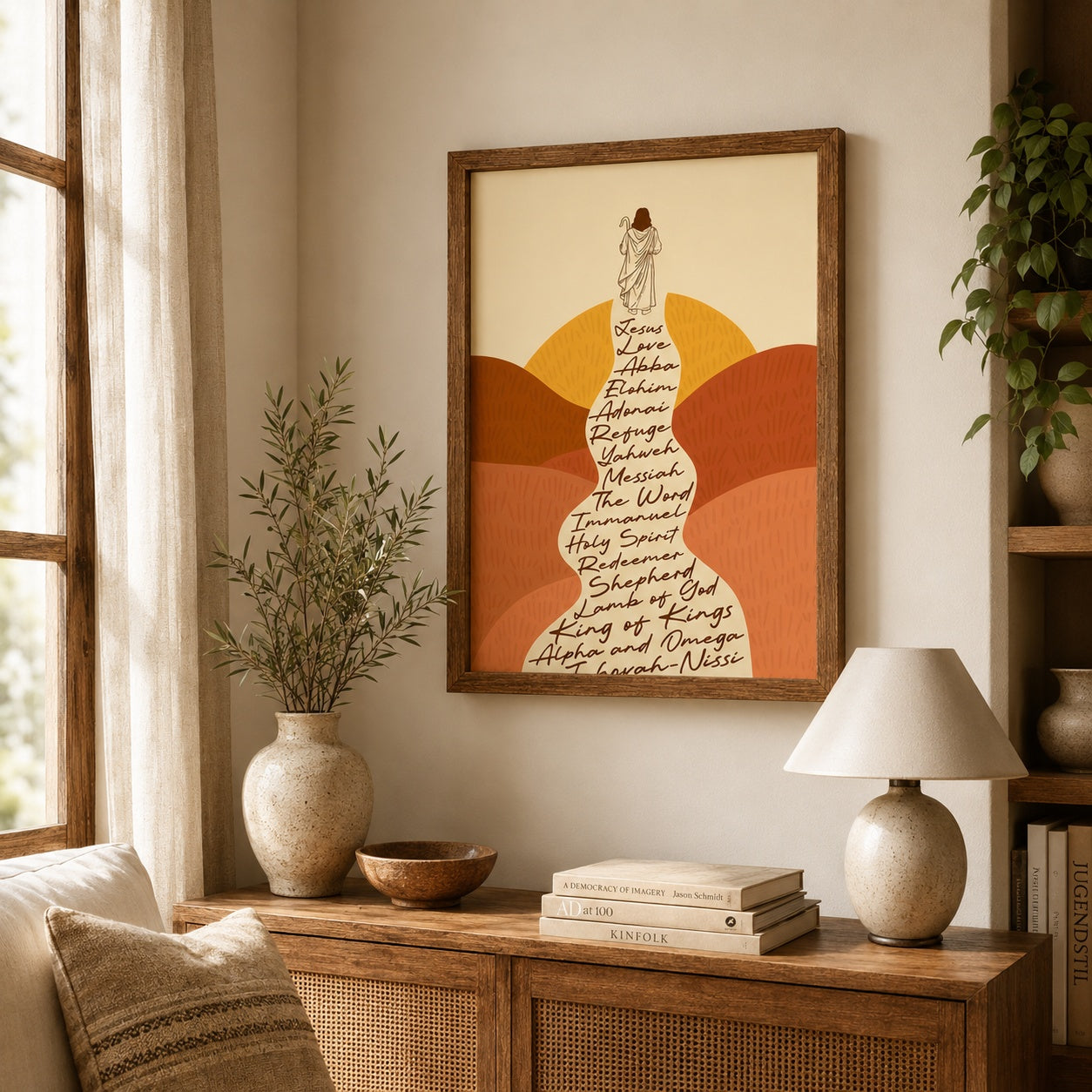 Christian Wall Art Poster, Names of God Print, Jesus Bible Verse Decor, Boho Scripture Poster, Religious Home Decor PTS01