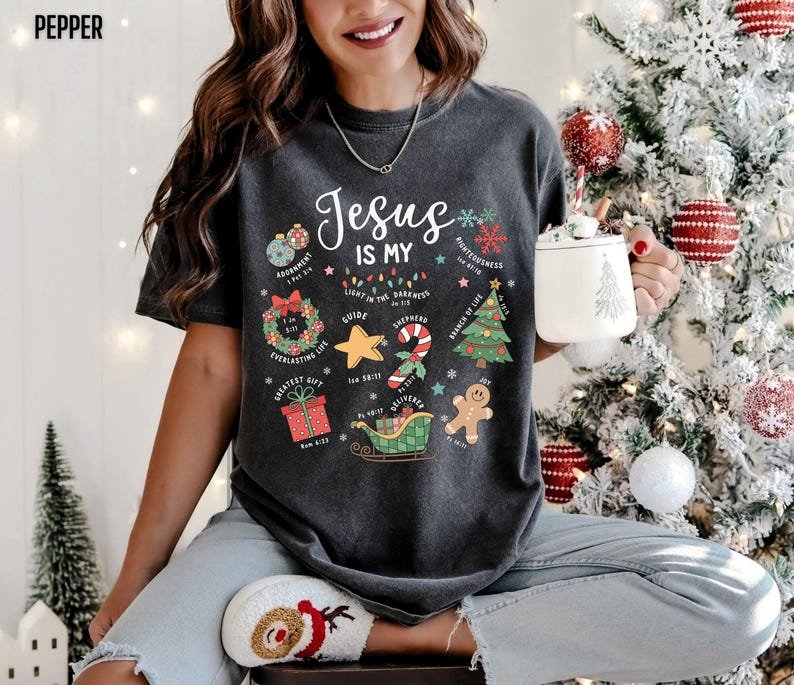 Christian Christmas Shirt, Jesus Christmas Shirt, Faith Holiday Shirt, Comfort Colors Religious Christmas Gift CFNE01
