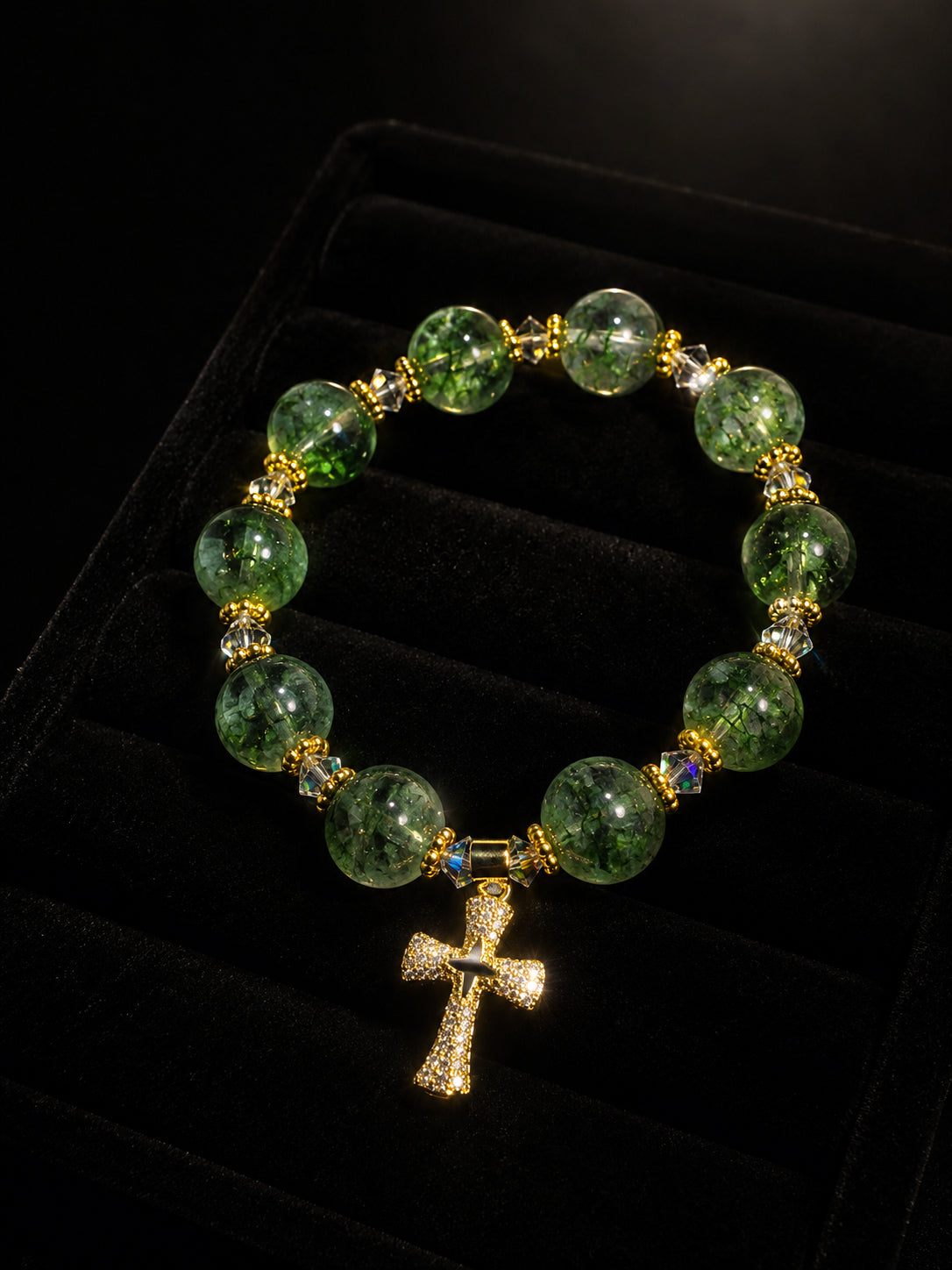 Rosary bracelet in turquoise, turquoise stone bracelet with cross charm, Catholic prayer bracelet BRLAF01