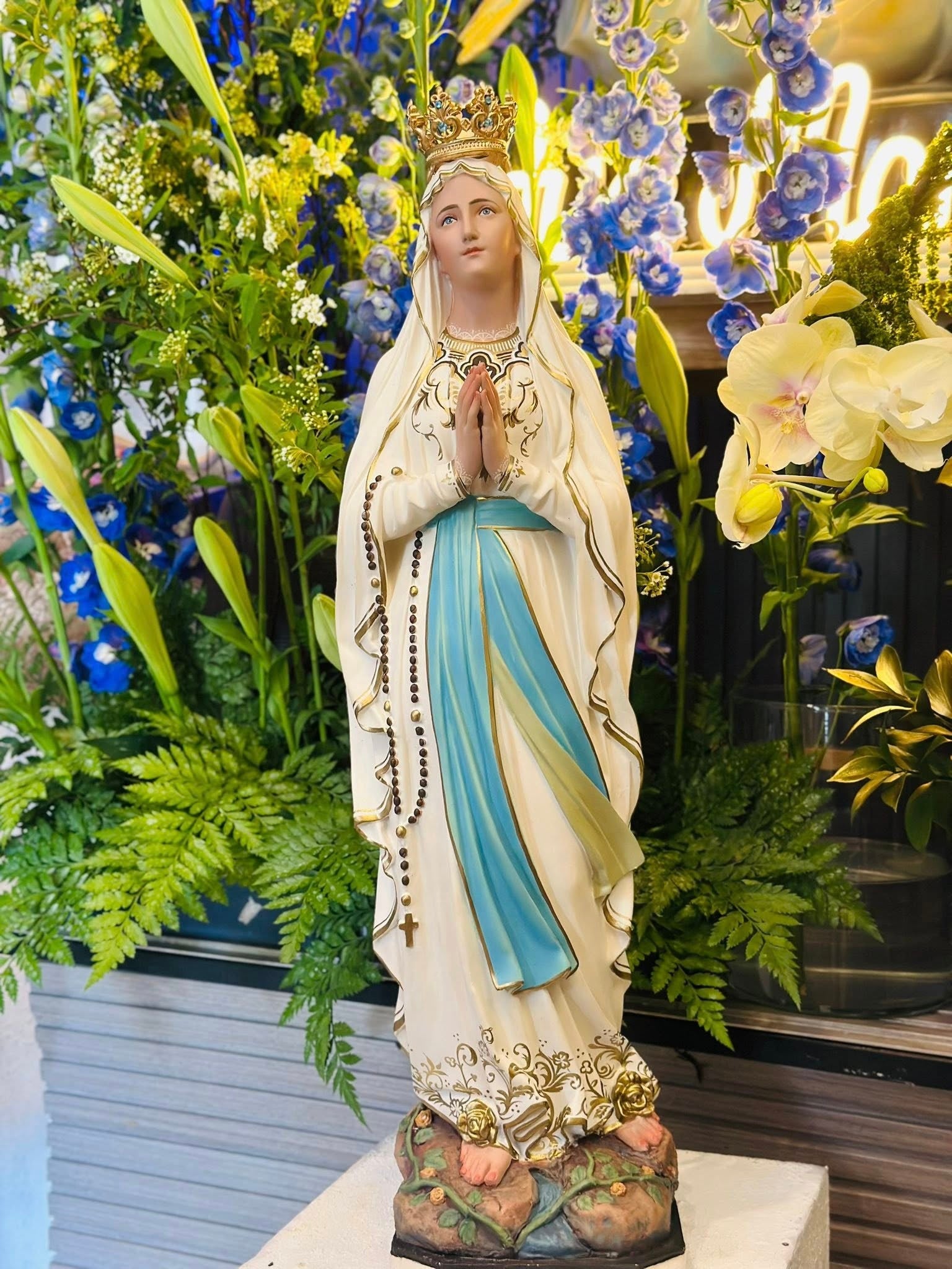 Statue of Our Lady of Lourdes, Statue of The Virgin Mary, Catholic Composite Statue, Catholic Gift, Catholic Decor CP01
