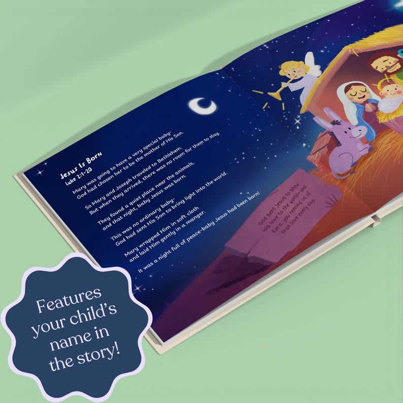 Personalized Baby First Bible Stories Book, Baptism Gift, Personalized Bible Verse, Christening Gift, Baby Dedication, Baptism Keepsake, Baby Bible BOOK01