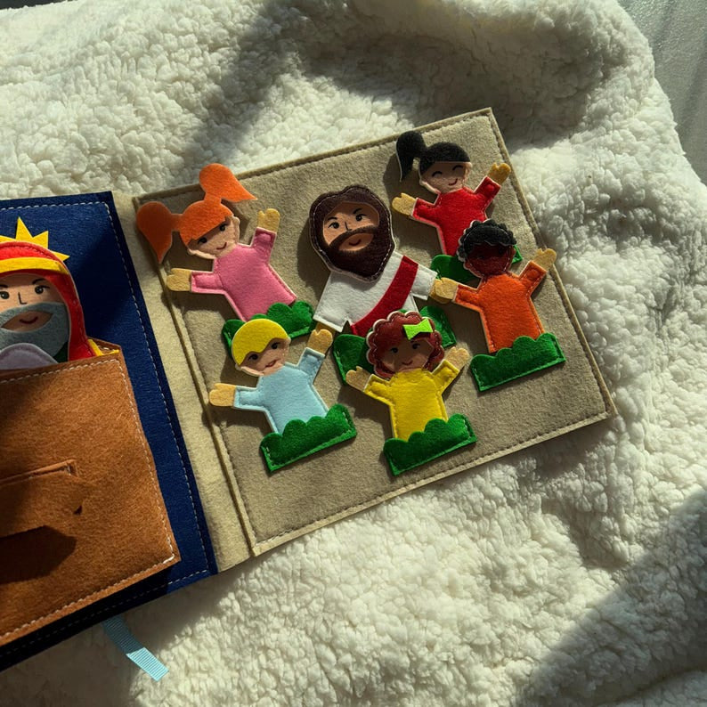 Handmade Old Testament Bibles, Christian Felt Busy Book, Soft Cloth Storytelling Books, Activity Books for toddlers, Baptism gifts, Montessori toys, Christian Sunday School Toys BB01