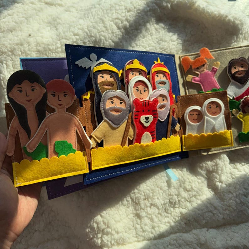 Handmade Old Testament Bibles, Christian Felt Busy Book, Soft Cloth Storytelling Books, Activity Books for toddlers, Baptism gifts, Montessori toys, Christian Sunday School Toys BB01