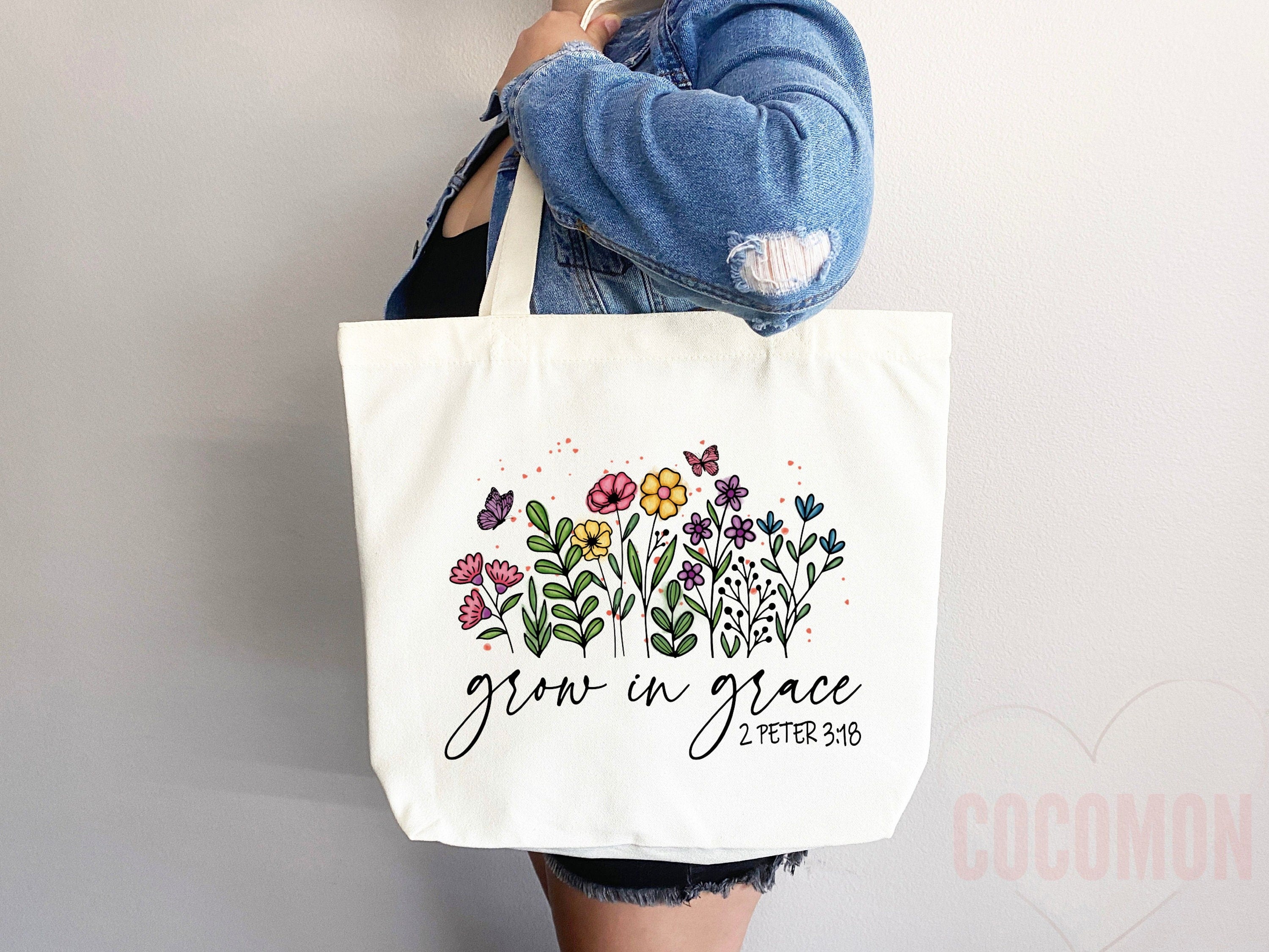 Faith Tote Bag, Christian Canvas Tote, Religious Scripture Gift, Bible Verse Tote, Christian Girl Gift, Church & School Shopper Bag, Inspirational Christian Apparel TBLAF03