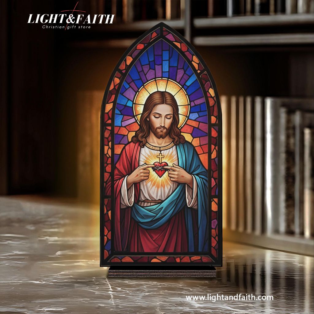 Sacred Heart Jesus Book Nook, Christian Acrylic Decor, Perfect Baptism or Confirmation Gift BNLAF02