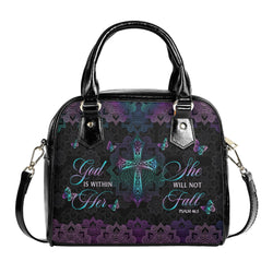 God Is Within Her She Will Not Fall Leather Bag, Personalized Leather Bag With Bible Verse. BLAF14