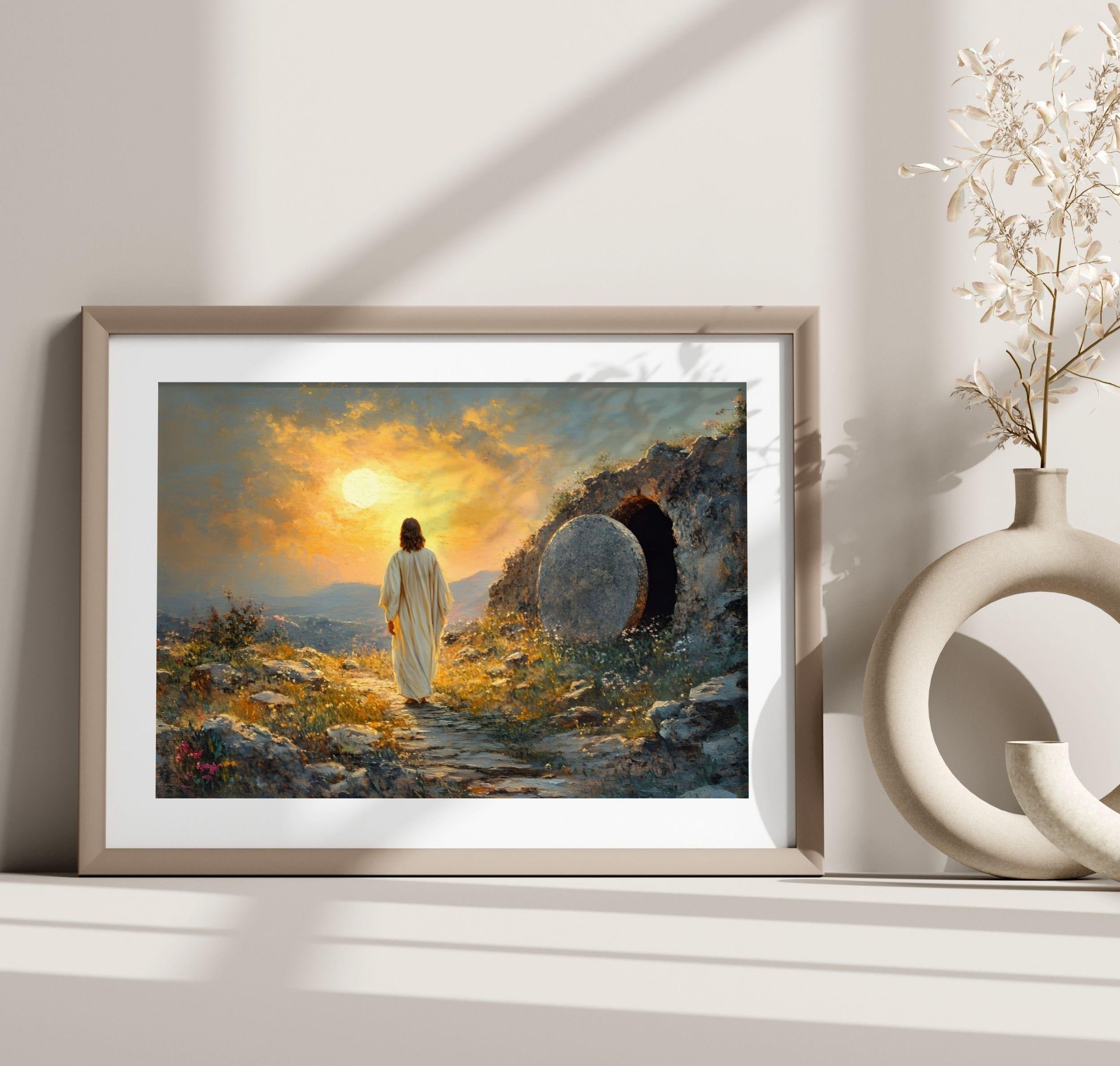 Empty Tomb Poster, He is Risen Wall Art, He is Risen Poster, Jesus Poster, Easter Jesus Poster, Jesus Resurrection Wall Art, Lent Wall Art