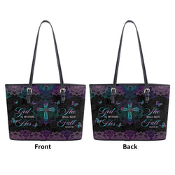 God Is Within Her She Will Not Fall Leather Bag, Personalized Leather Bag With Bible Verse. BLAF14