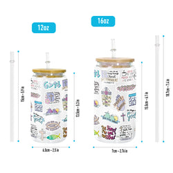 Christian Glass Can with Bamboo Lid and Straw, Scripture Cup, Bible Verse Sticker Design, Jesus Faith Iced Coffee Tumbler GCLAF30