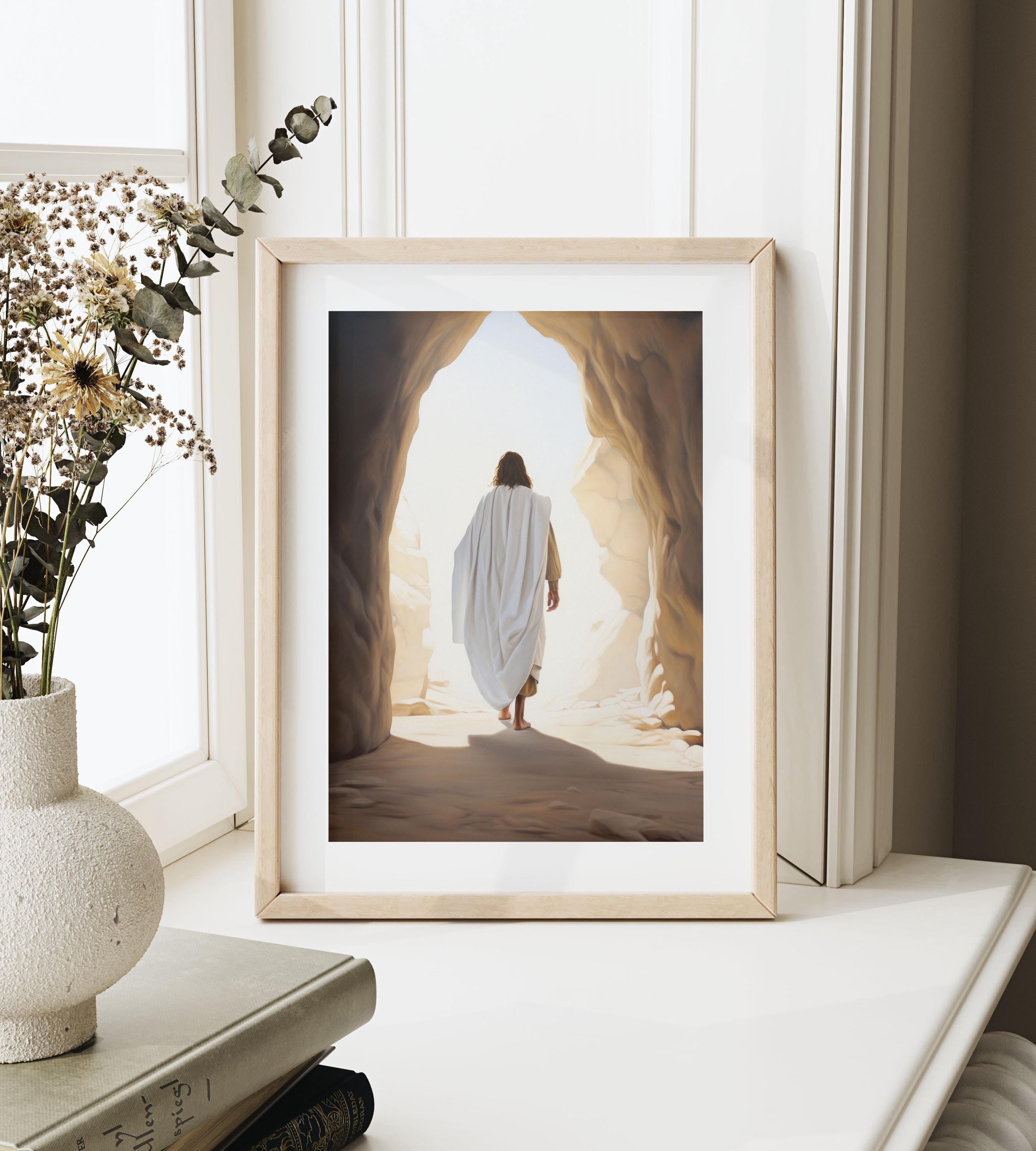 Jesus Christ Resurrected Poster, Easter Poster, Jesus Christ Leaving The Tomb Poster, He is Risen, Jesus Alive, Resurrection,  Bible Art Poster