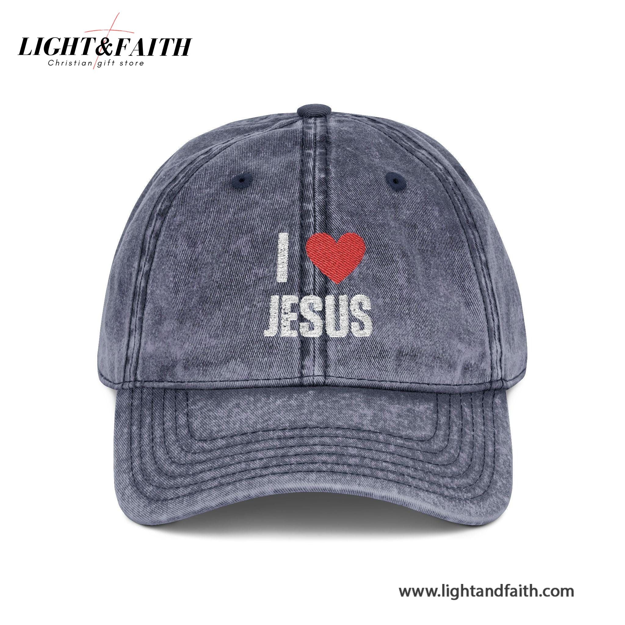 I Love Jesus Embroidered Cap, Christian Jesus Washed Cap, Religious Faith Based Hat For Men & Women, Christian Gifts LAFH20