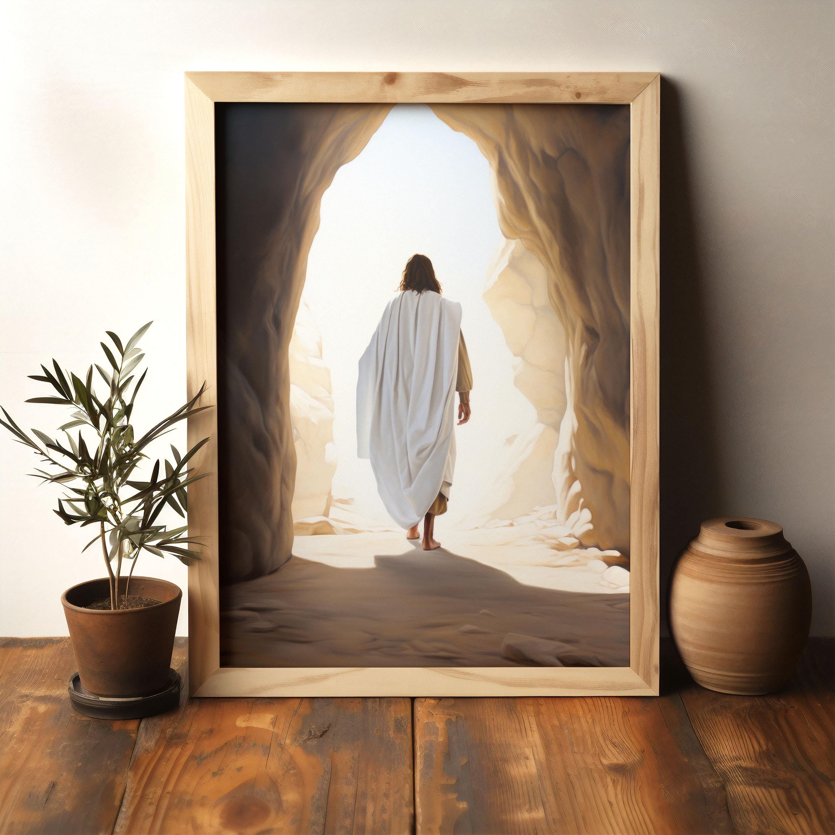 Jesus Christ Resurrected Poster, Easter Poster, Jesus Christ Leaving The Tomb Poster, He is Risen, Jesus Alive, Resurrection,  Bible Art Poster