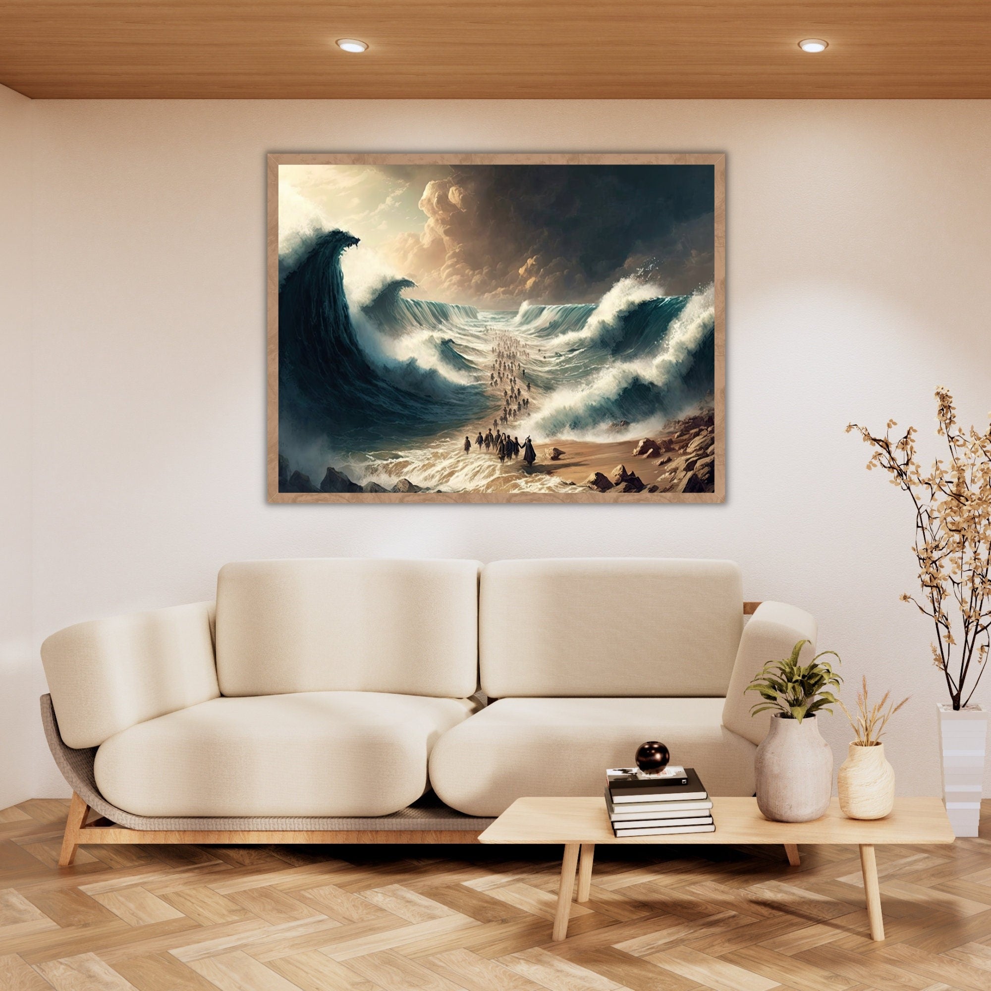 Moses Parting the Red Sea Poster,  Jesus Bible Art, Modern Bible Poster, Christian Poster, Home decor wall art, boho scripture