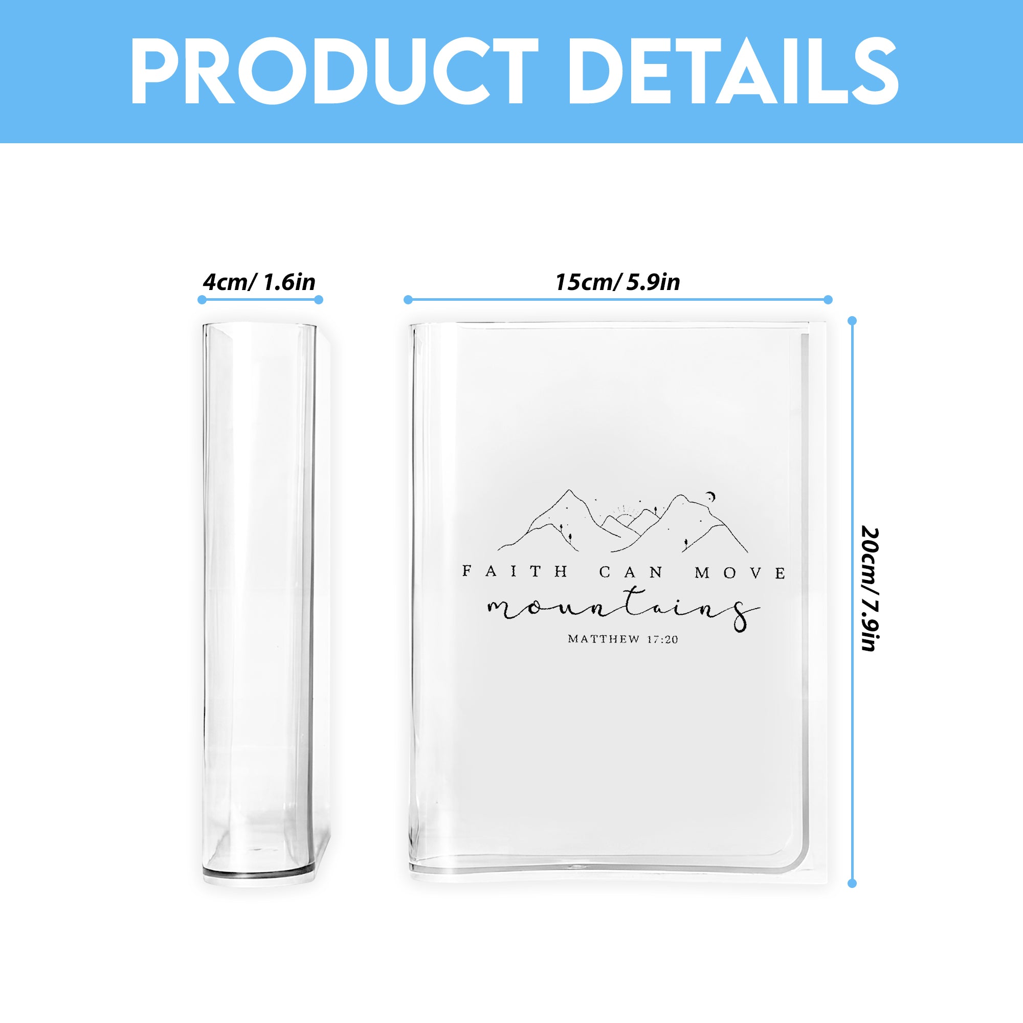 Faith Can Move Mountains Book Vase, Christian Book Vase, Faith Book Vase, Bible Verse Book Shaped Flower Vase