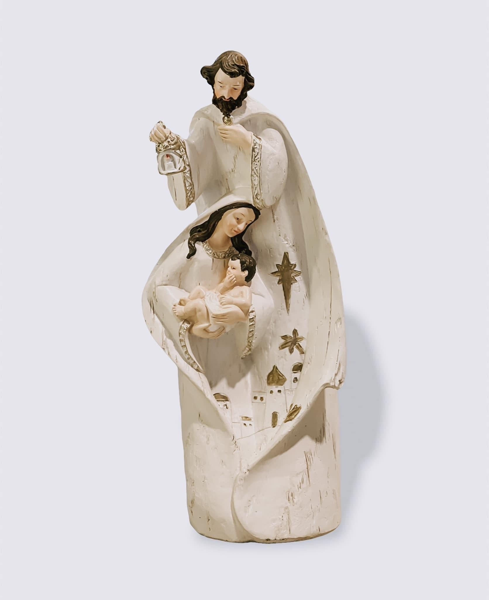 Holy Family Nativity Figurine, Minimalist Christmas Statue, Mary Joseph Baby Jesus Decor, Religious Home Display, Spiritual Gift