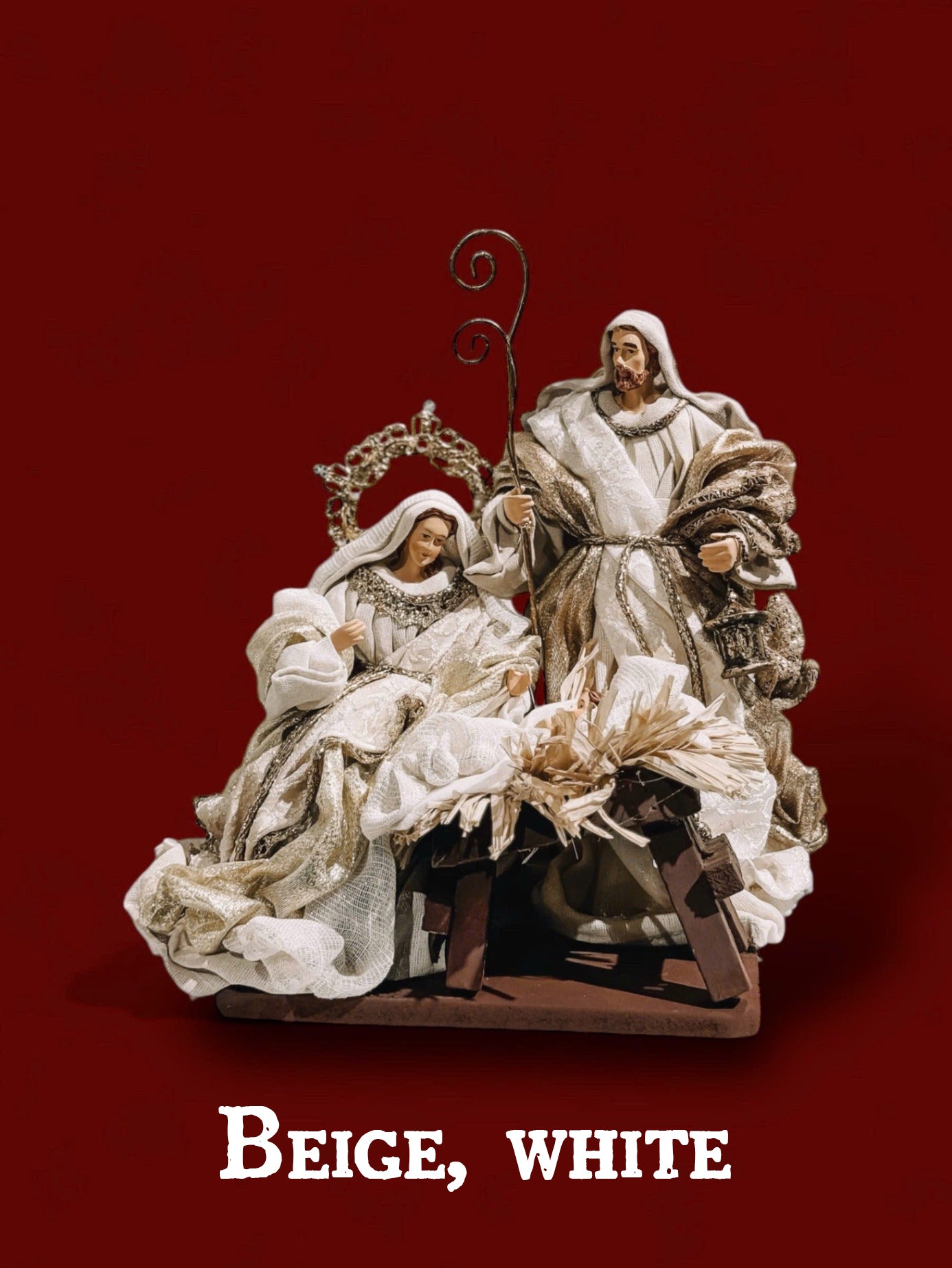 Holy Family Nativity Scene Set, Christmas Nativity Figurines, Mary Joseph Baby Jesus Decor, Gold Holiday Table Display, Religious Gift