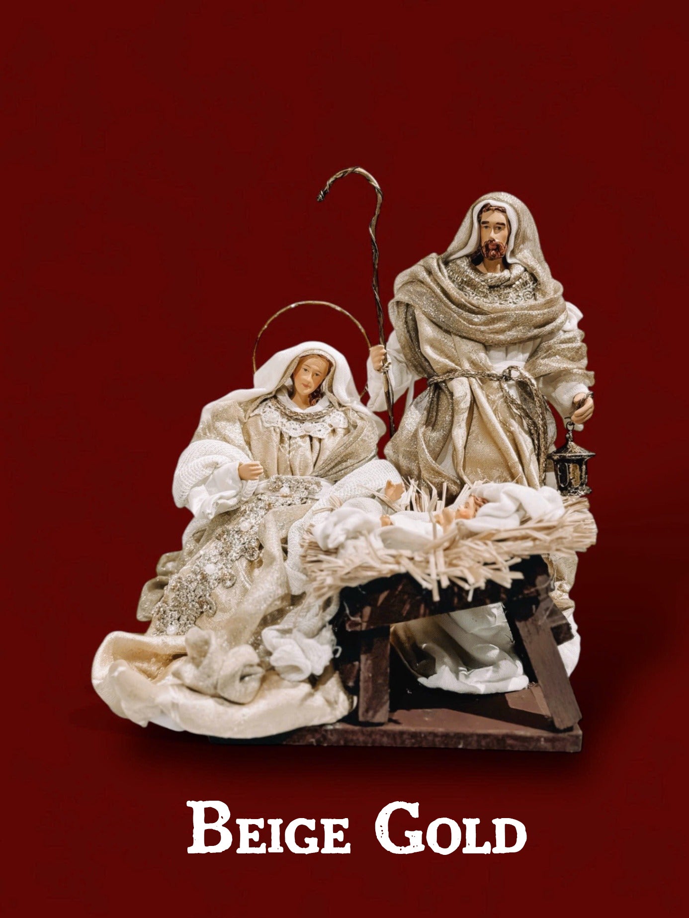 Holy Family Nativity Scene Set, Christmas Nativity Figurines, Mary Joseph Baby Jesus Decor, Gold Holiday Table Display, Religious Gift