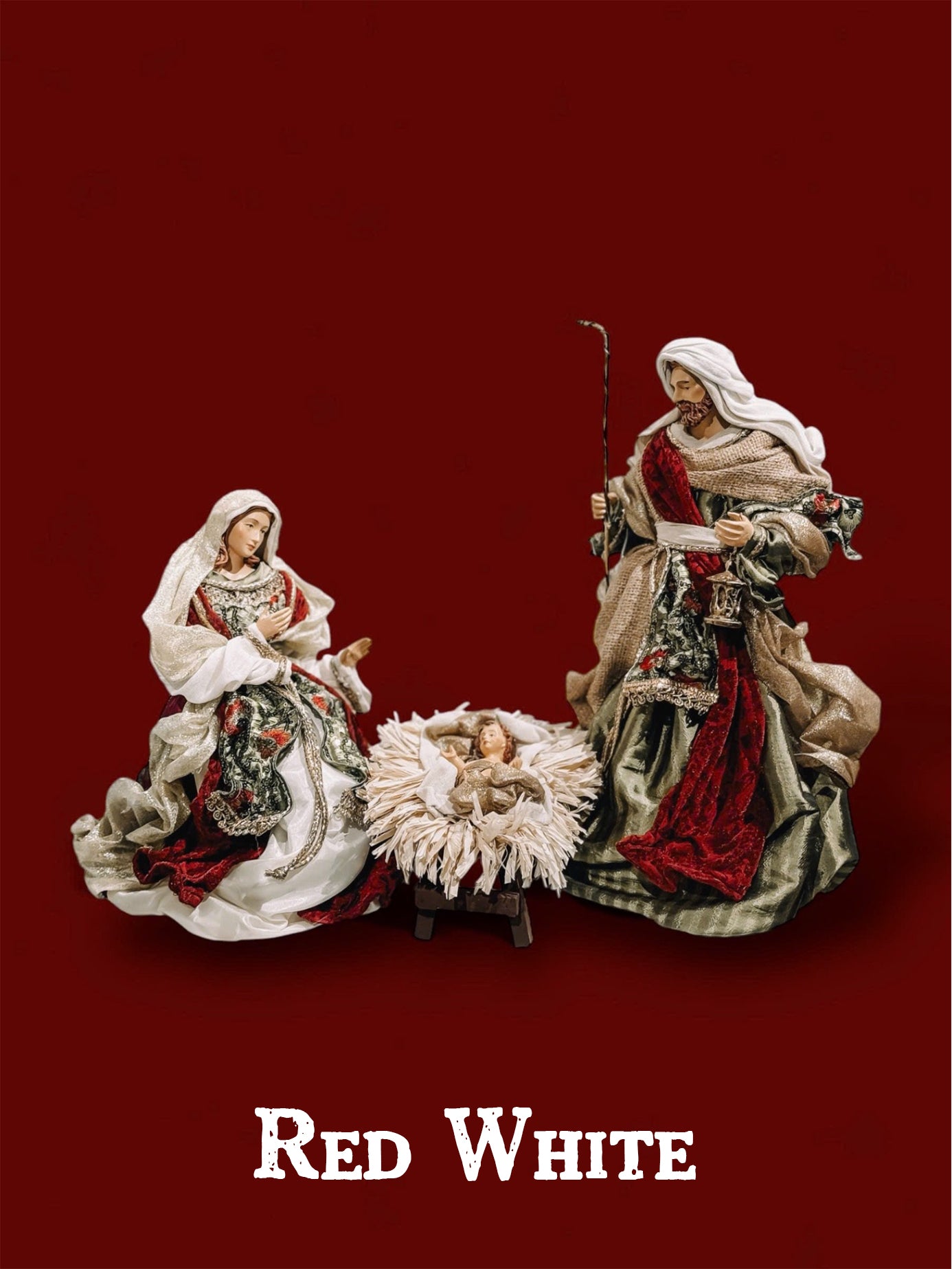 Holy Family Nativity Scene Set, Christmas Nativity Figurines, Mary Joseph Baby Jesus Decor, Gold Holiday Table Display, Religious Gift