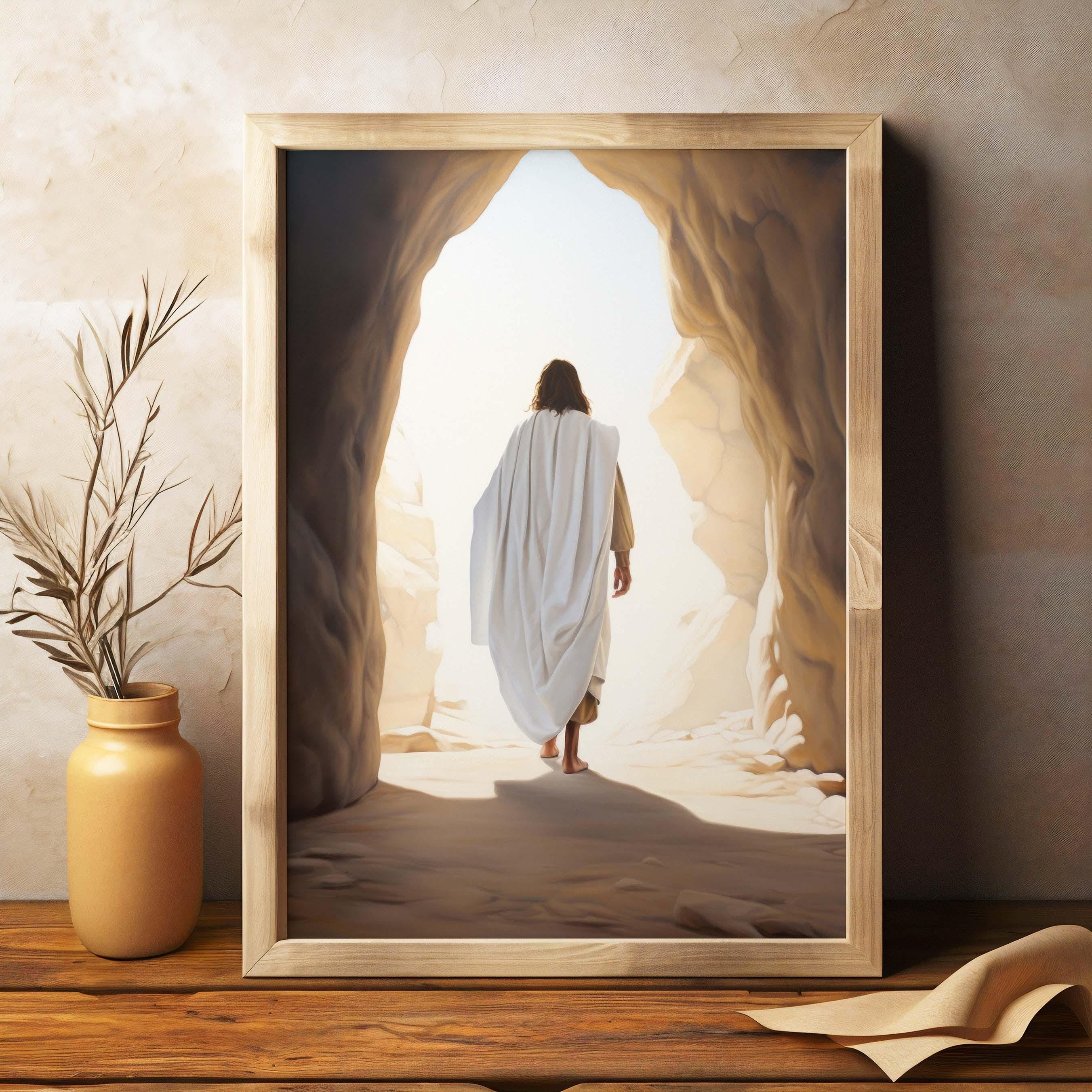 Jesus Christ Resurrected Poster, Easter Poster, Jesus Christ Leaving The Tomb Poster, He is Risen, Jesus Alive, Resurrection,  Bible Art Poster