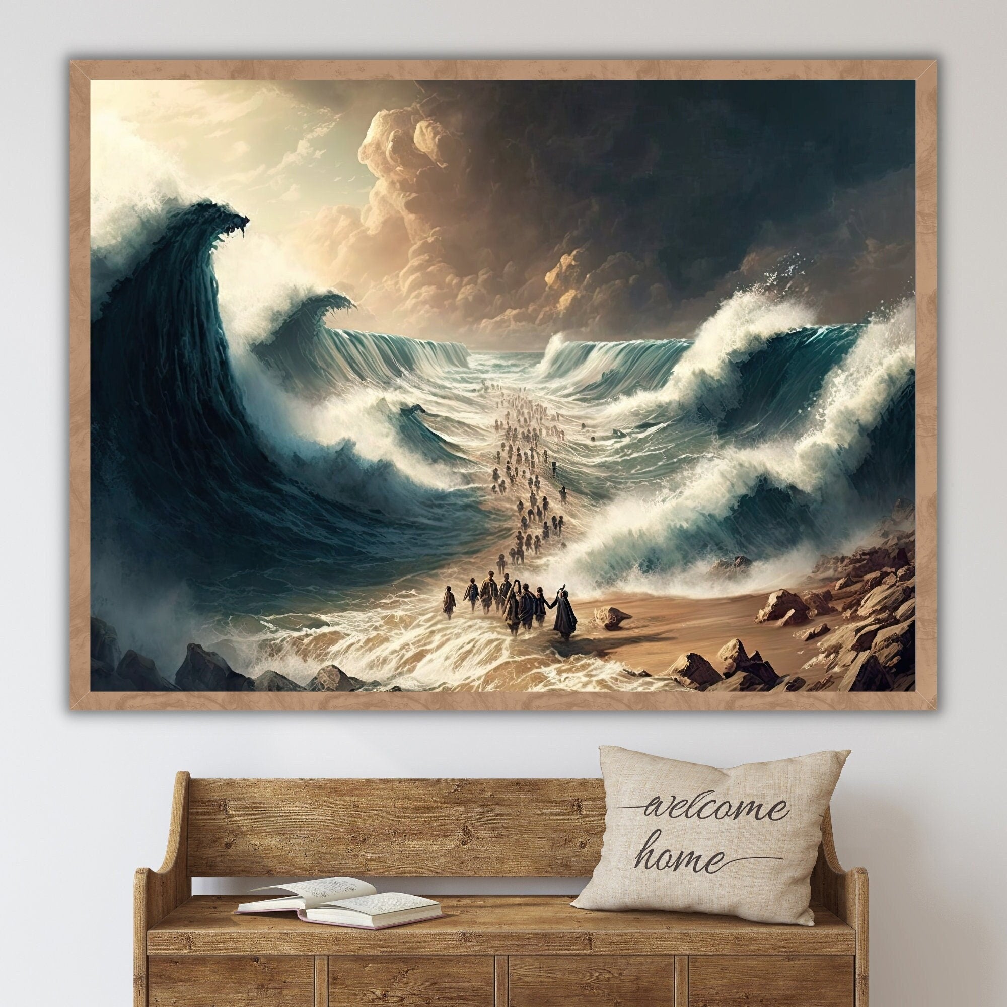 Moses Parting the Red Sea Poster,  Jesus Bible Art, Modern Bible Poster, Christian Poster, Home decor wall art, boho scripture