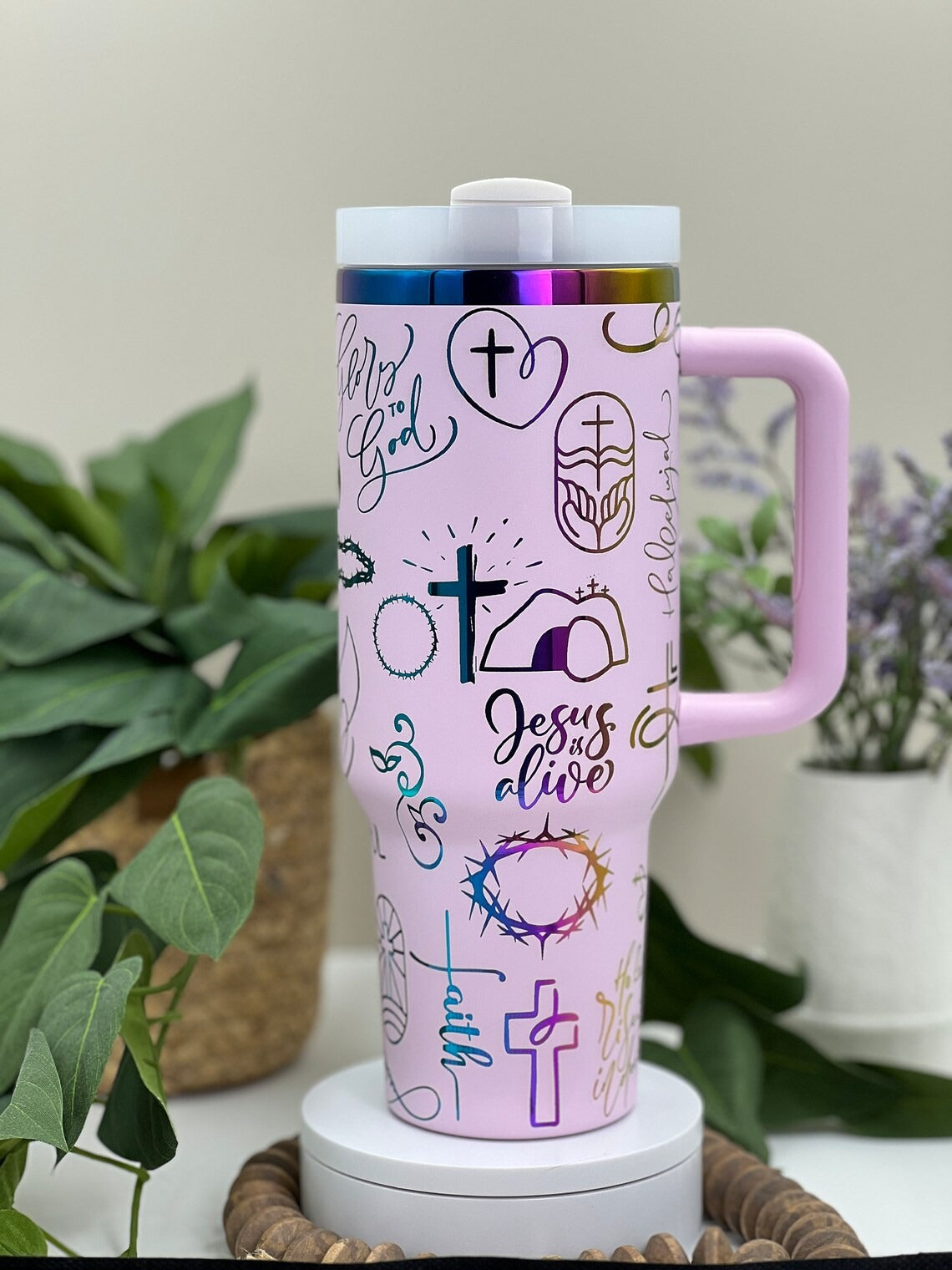 Religious Jesus is Live Tumbler 30oz/40oz, Faith Tumbler With Handle, Christian Laser Engraved, LAF25