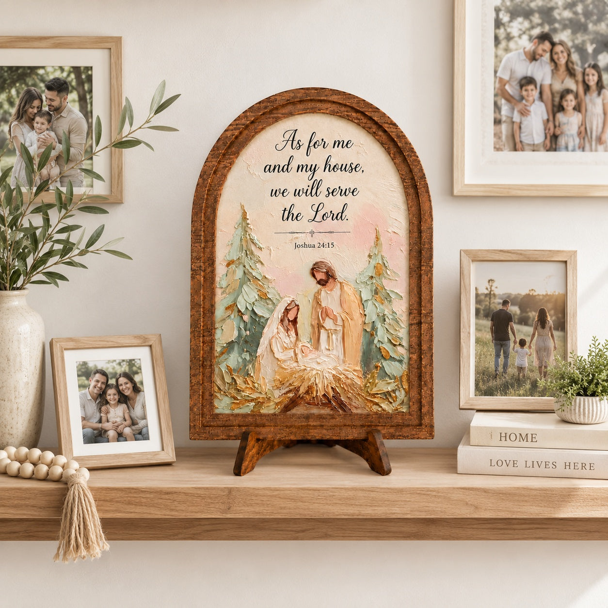 The Holy Family Arched Wood Sign, Holy Family Nativity Decor, Wooden Jesus Art, Religious Home Art, Christian Wooden Decor WS20
