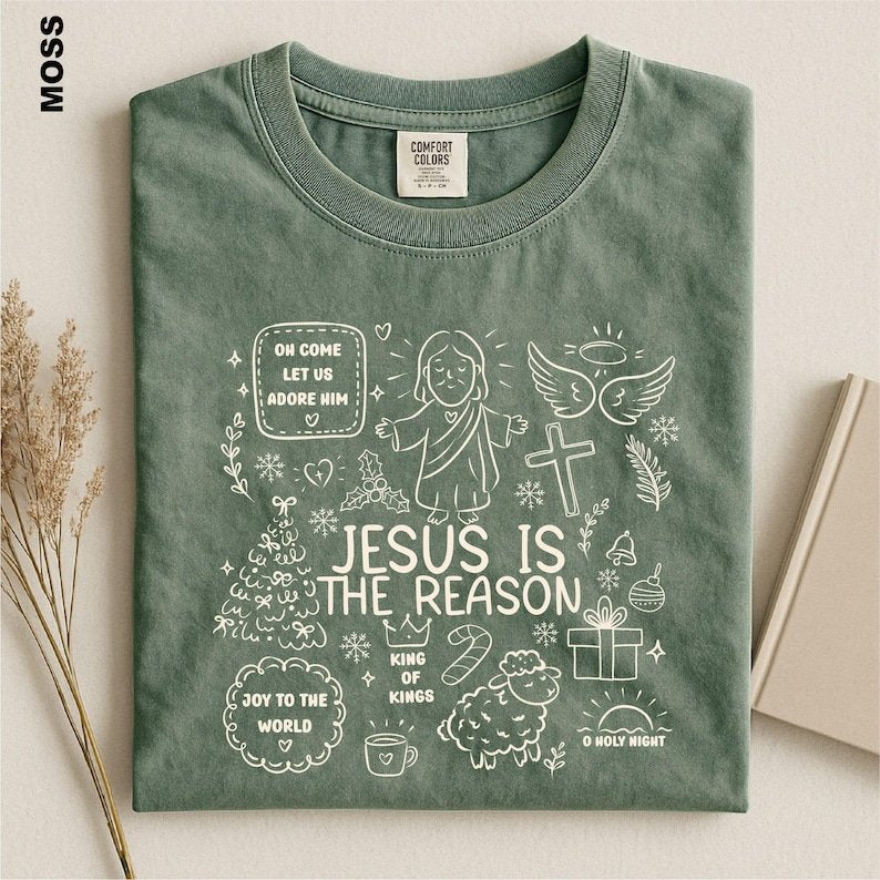 Comfort Colors Jesus Is The Reason Shirt, Christian Christmas Tee, Faith Holiday Graphic, Religious Xmas Shirt, Church Christmas Gift Tee CFNE20