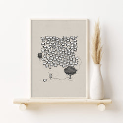 Jesus Leaves the 99 Poster, Jesus Poster, Jesus Good Shepherd Poster, Rejoices over One Lost Sheep, Bible Art Poster