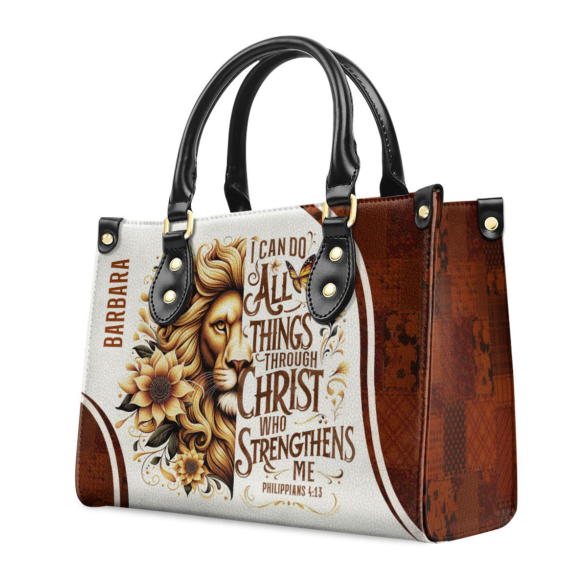 Personalized Christian Leather Handbag, I Can Do All Things Through Christ Philippians 4:13 Custom Purse, Religious Gift for Women BLAF33