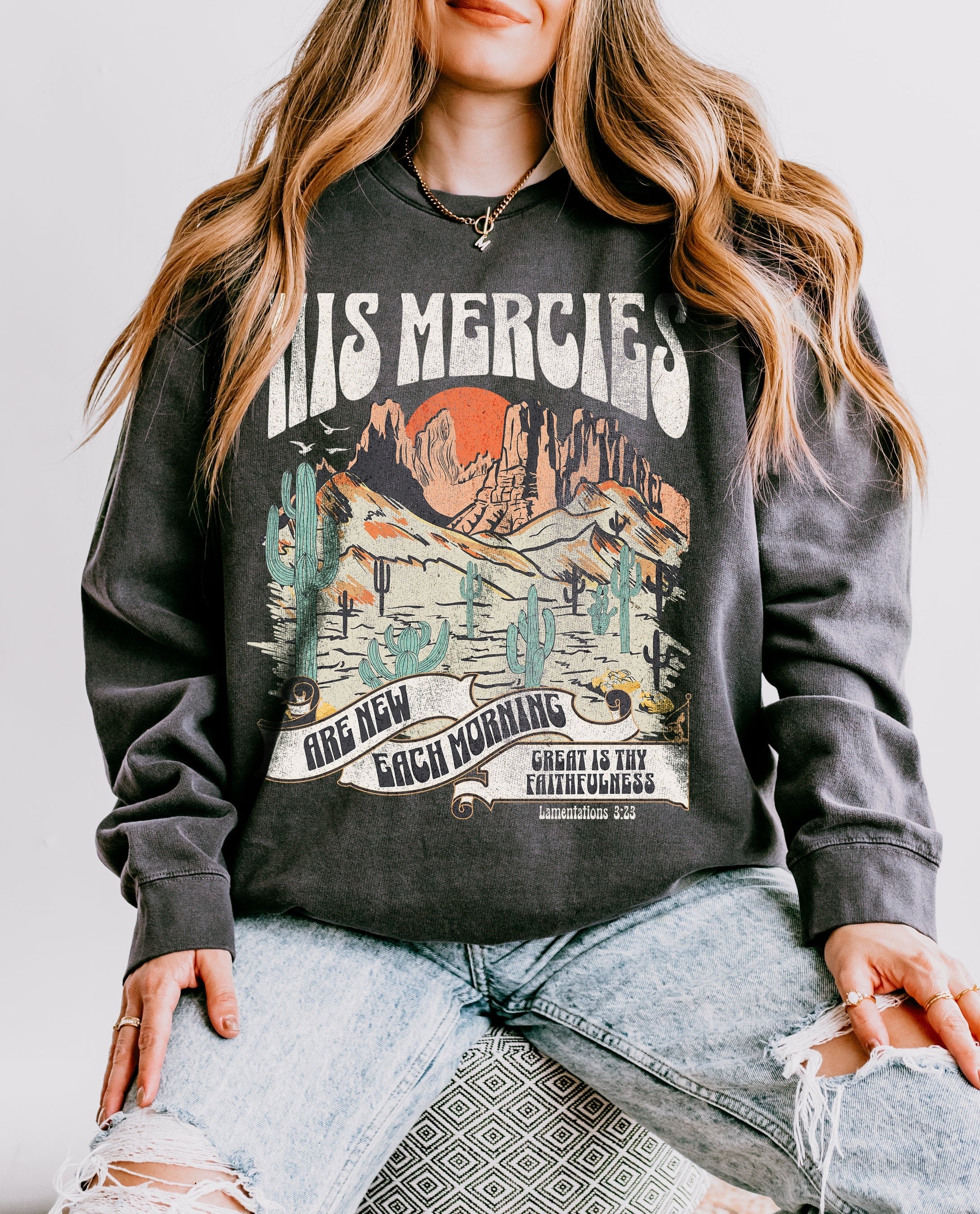 Boho Christian Shirts Christian TShirts Bible Verse Shirt Trendy Christians T Shirts Jesus Apparel Faith Based Shirt His Mercies Are New