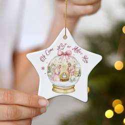 Oh Come Let Us Adore Him Christmas Ornament, Nativity Scene Snow Globe Design, Christian Holiday Decoration, Religious Xmas Tree Decor DCLAF45