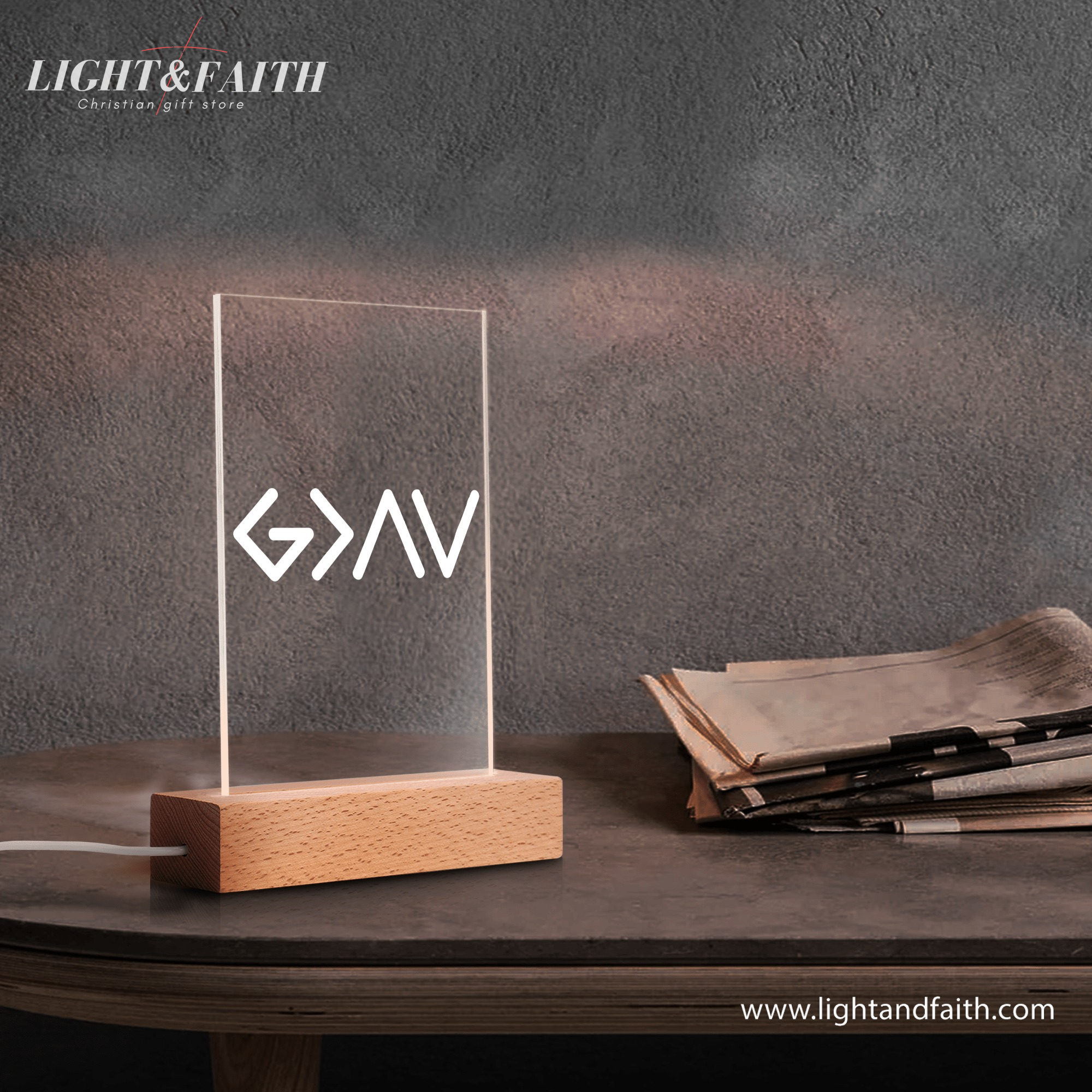 God Is Greater Than The Higher And Lows LED Light, Christian Bible Verse Lamp, Inspirational Acrylic Night Light, Religious Home Decor, Faith Gift for Believers. NLLAF20