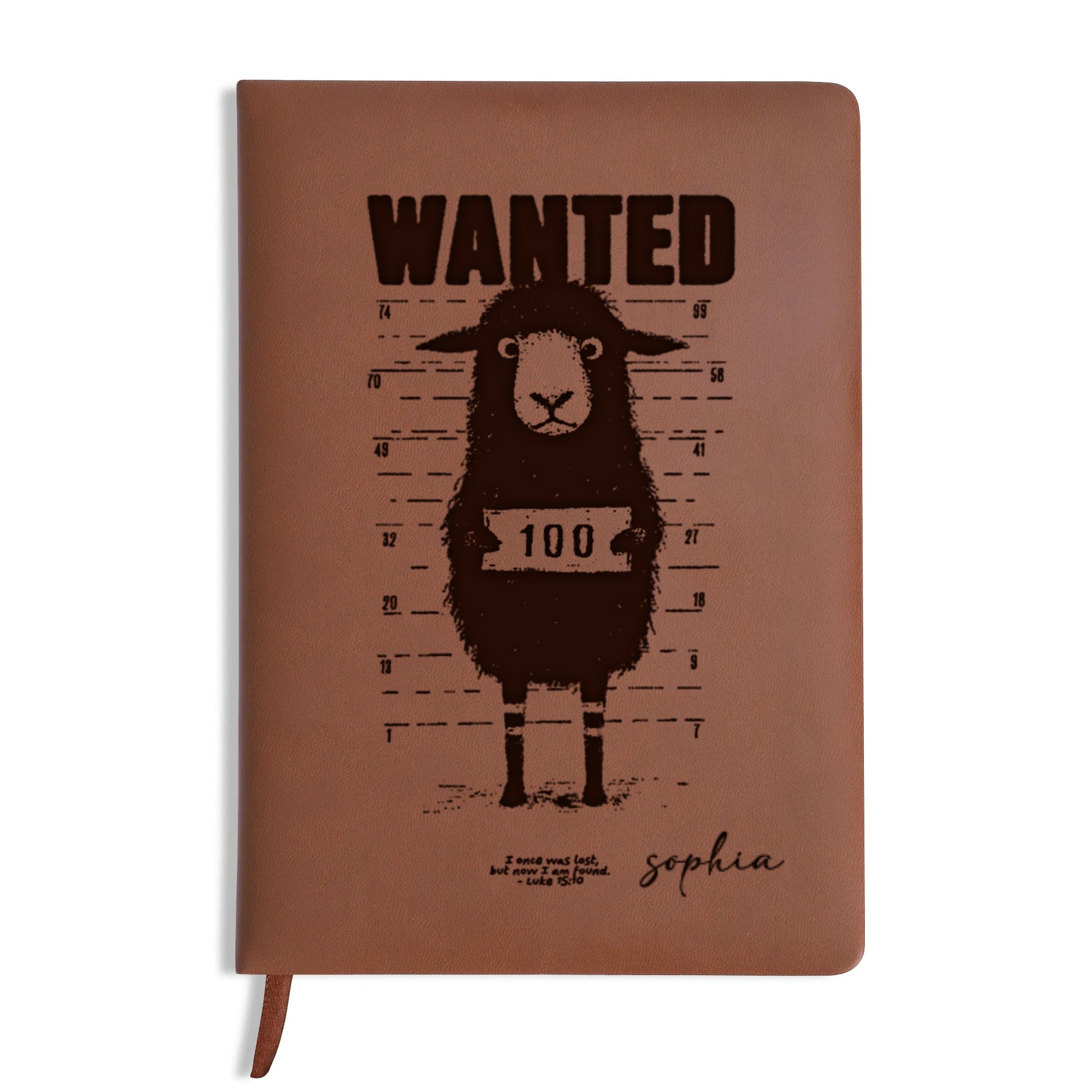 Personalized Christian Journal with "Wanted Lost Sheep" Design, Custom Name Prayer & Faith Notebook, Religious Gift, First Communion Gifts, Birthday. NBLAF19