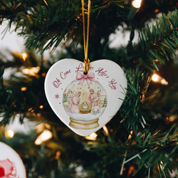 Oh Come Let Us Adore Him Christmas Ornament, Nativity Scene Snow Globe Design, Christian Holiday Decoration, Religious Xmas Tree Decor DCLAF45