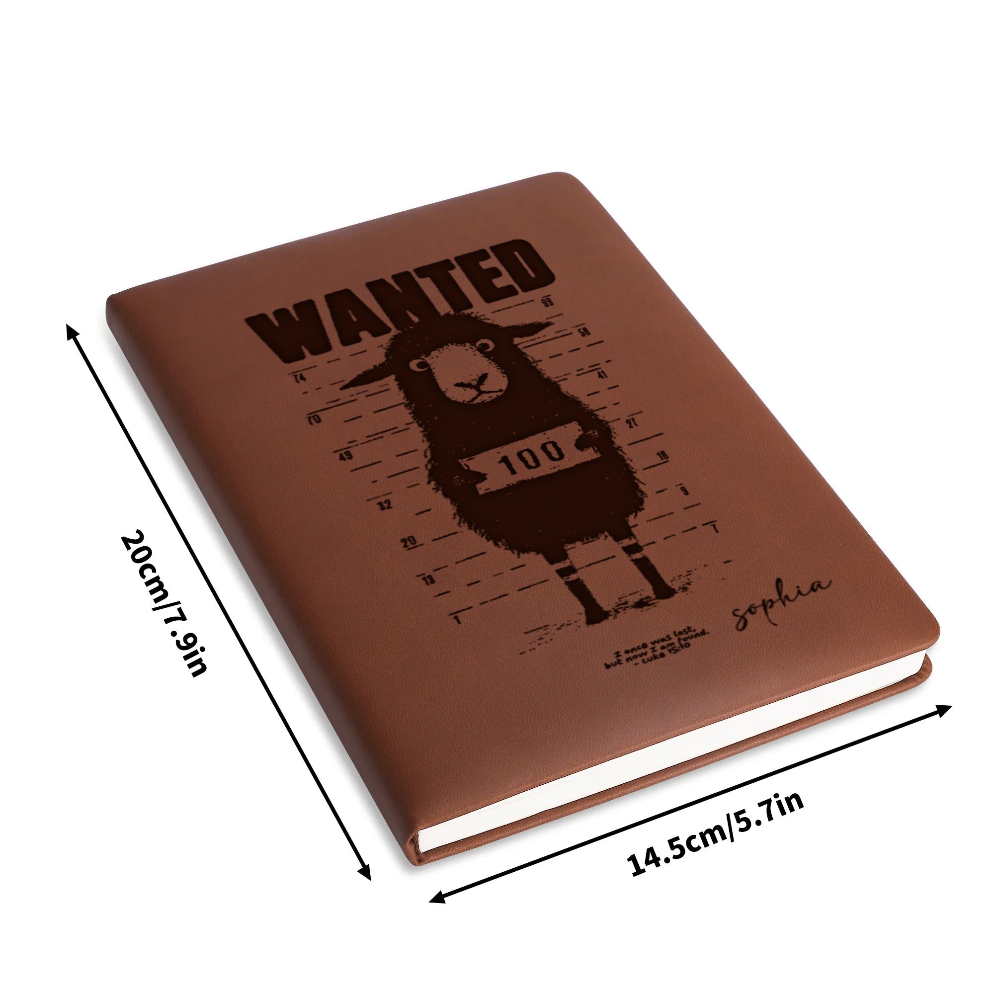Personalized Christian Journal with "Wanted Lost Sheep" Design, Custom Name Prayer & Faith Notebook, Religious Gift, First Communion Gifts, Birthday. NBLAF19