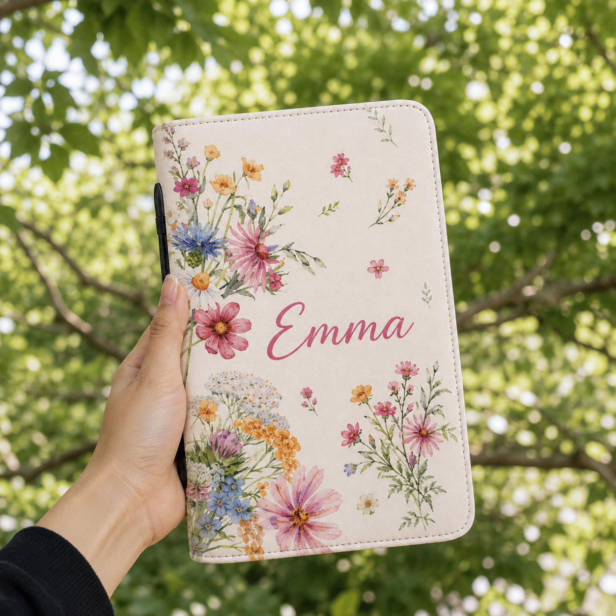 Personalized Wildflower Leather Book Cover,Floral Christian Bible Cover, Christian Gift, Bible Covers Jesus Gifts BIBLE21