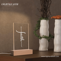 Faith LED Light, Christian Bible Verse Lamp, Inspirational Acrylic Night Light, Religious Home Decor, Faith Gift for Believers. NLLAF21
