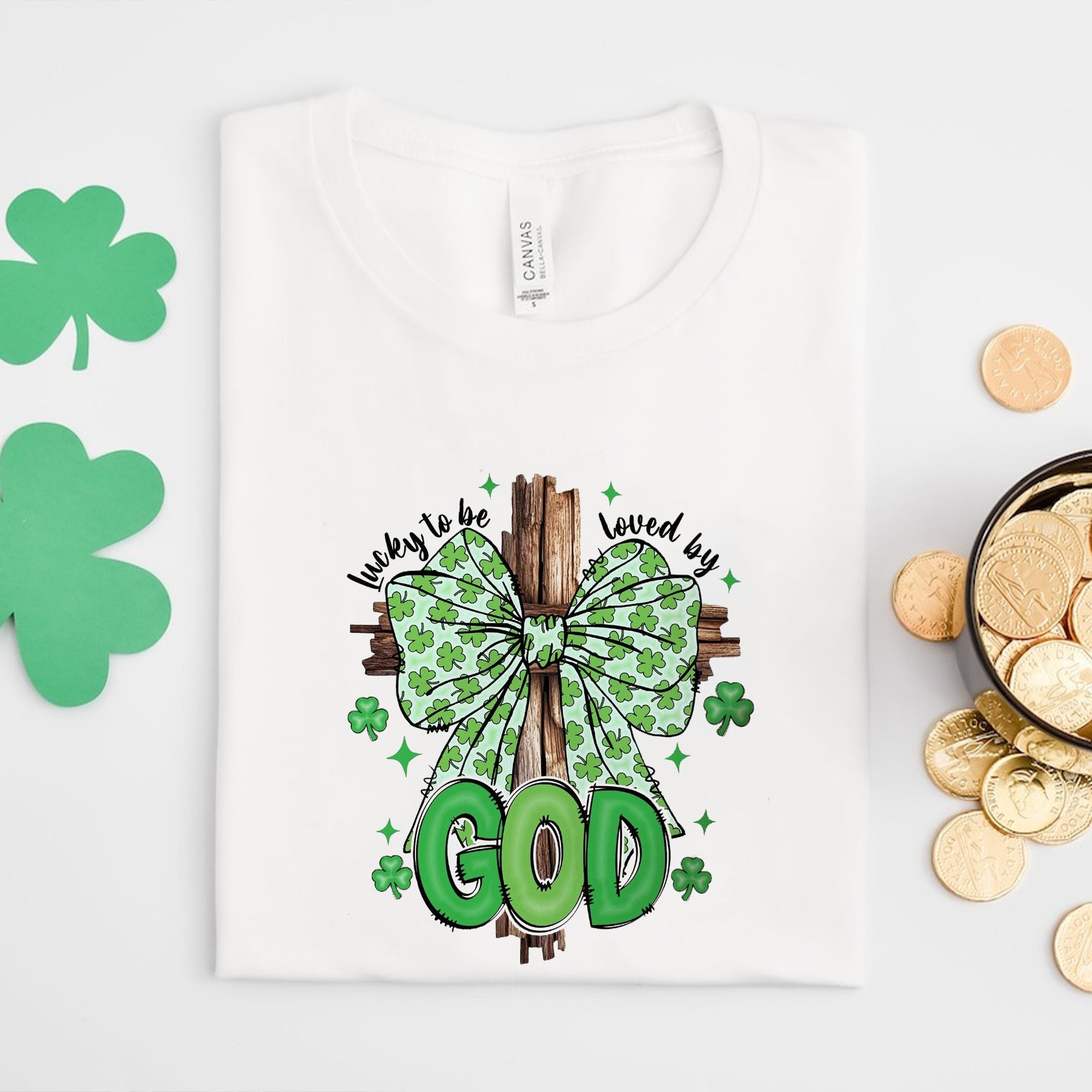 God Christian Shirt, Lucky to be loved by God Shirt, St Patricks Gift for Christian. ILAF39