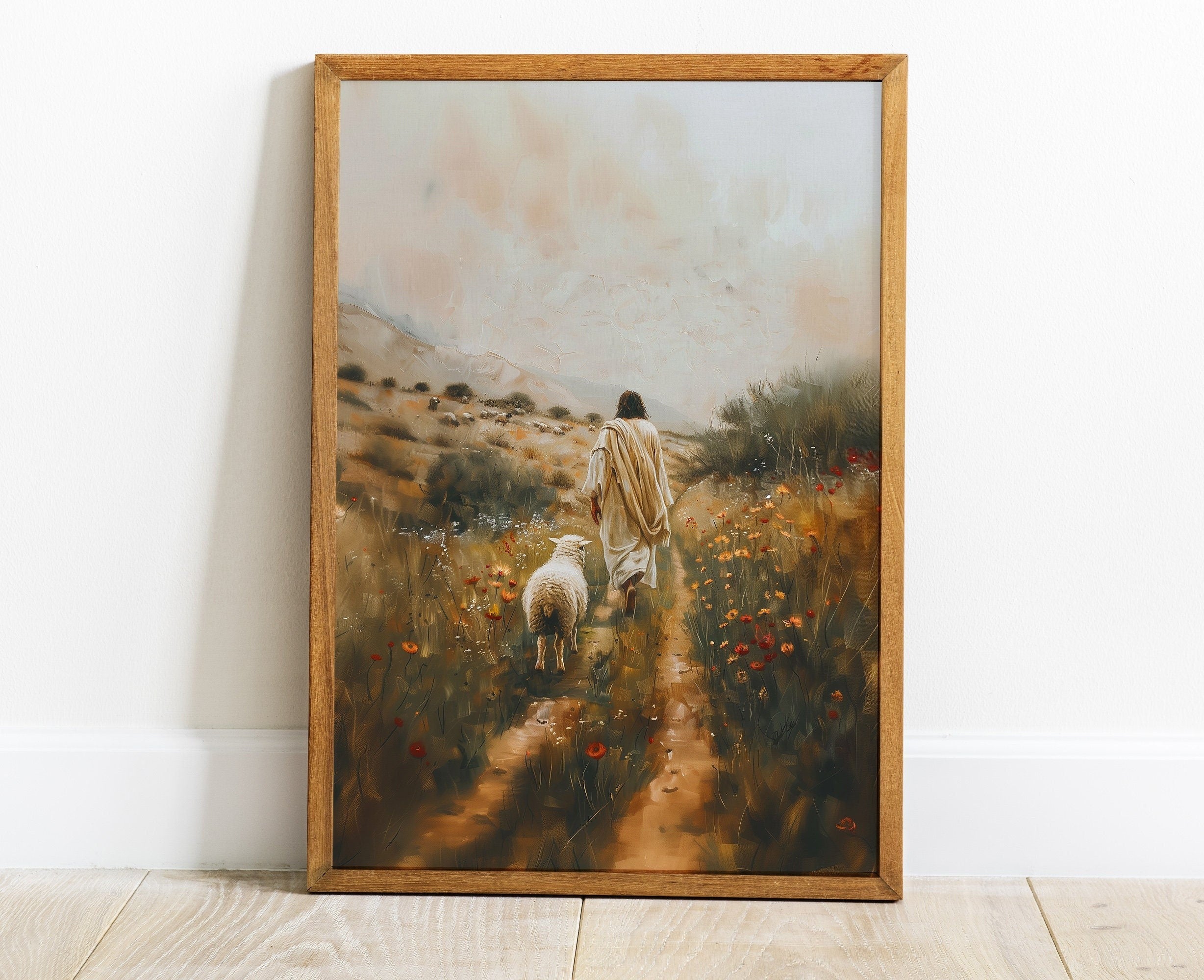 Jesus Leaves The 99 Poster, Jesus poster, Bible wall Poster