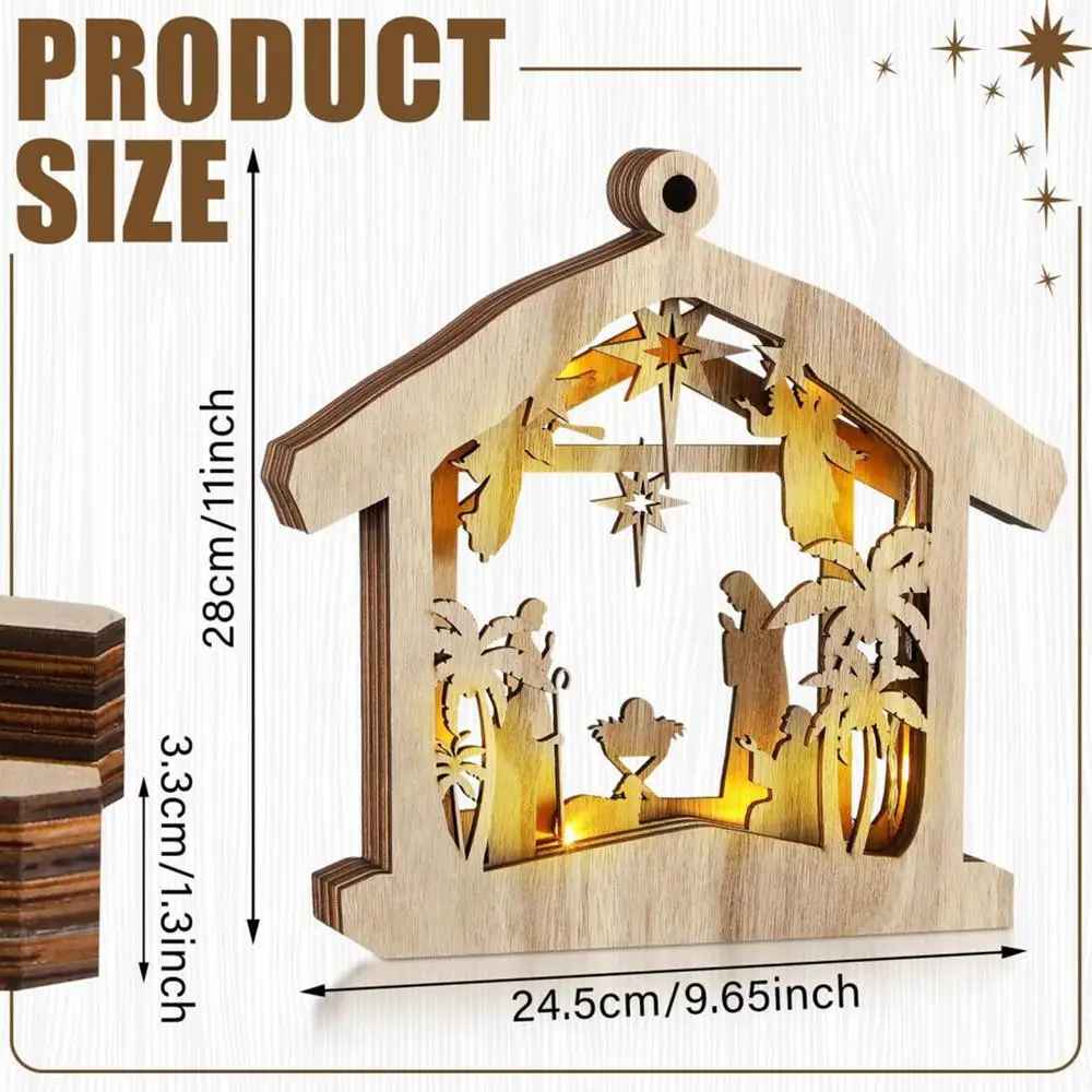 LED Nativity Scene, Wooden Ideas For Christmas, Christmas Ornaments, Christmas Gift DCLAF27