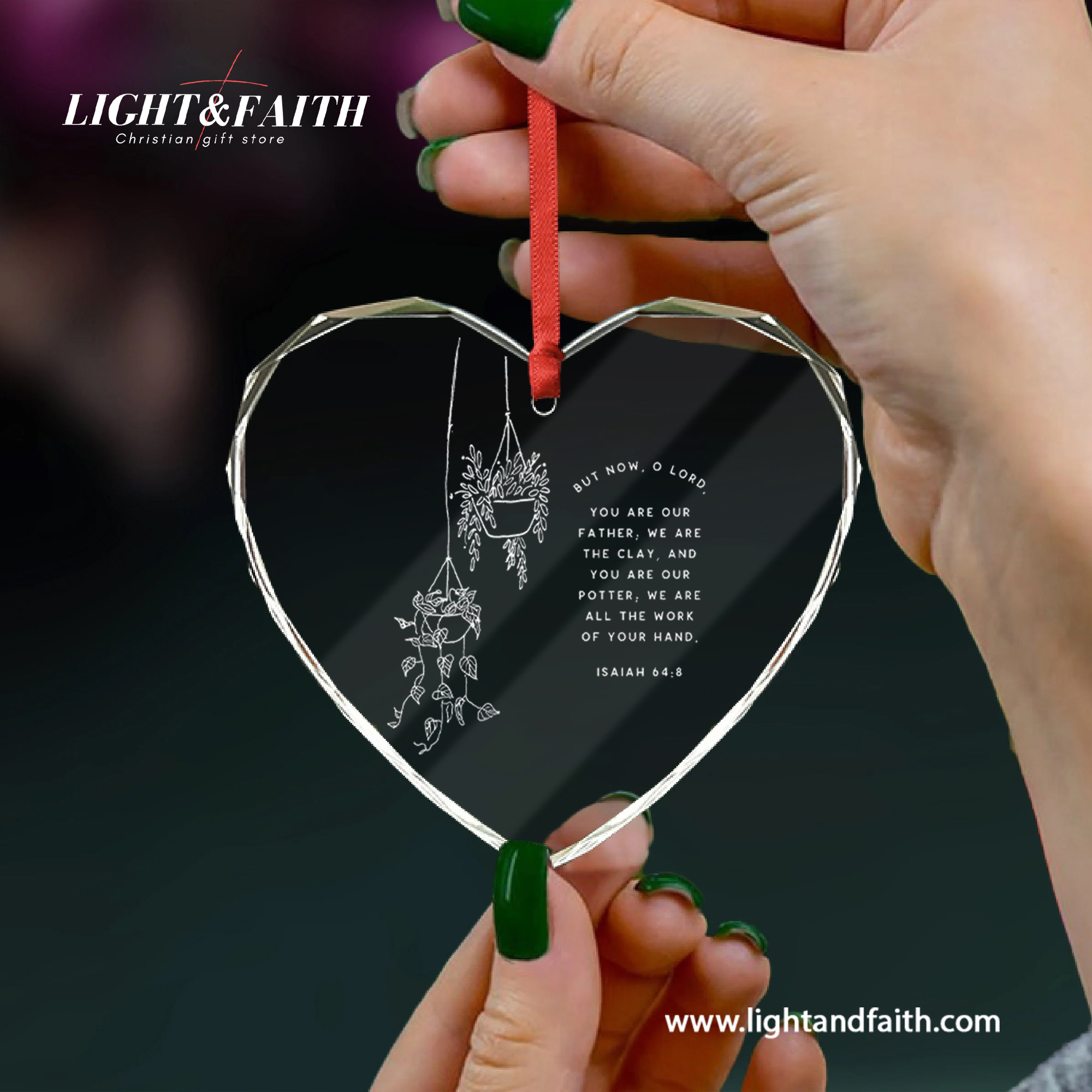 Isaiah 64:8 Glass Ornament, Christian Scripture Ornament, Faith Bible Verse Decor, Religious Christmas Gift, Inspirational Home Decoration DCLAF70