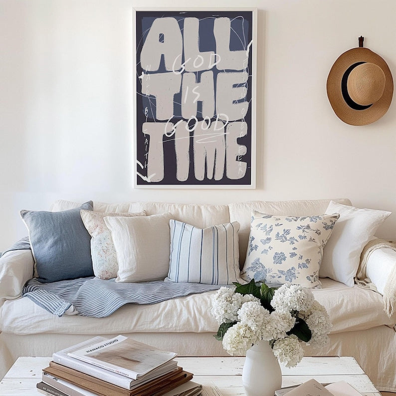 God Is Good All The Time Poster, Christian Faith Wall Art, Bold Typography Print, Inspirational Religious Decor, Textured Art PT15