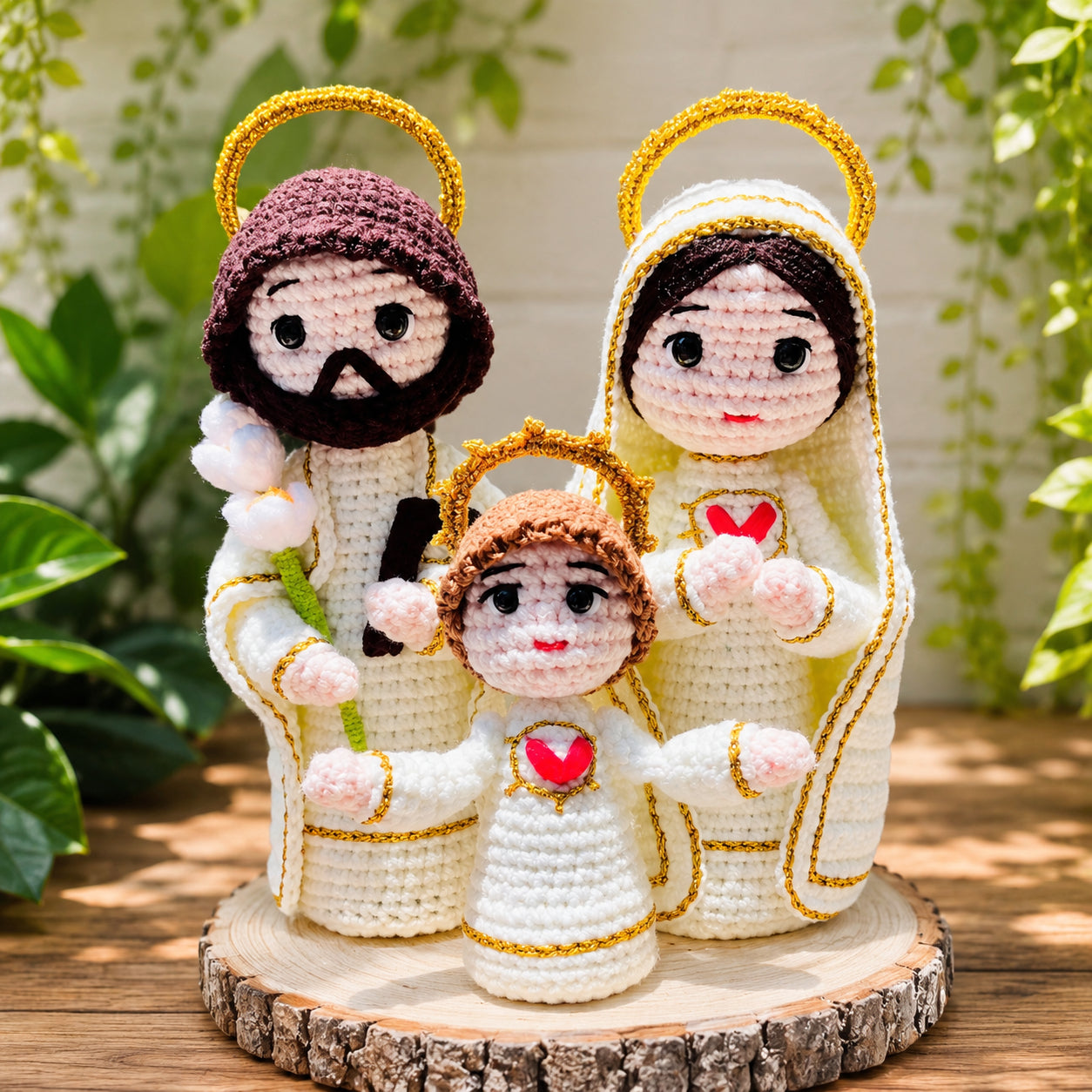 Handmade Crochet Holy Family Doll Set – Catholic Amigurumi Virgin Mary, Saint Joseph and Baby Jesus Figurines, Christian Religious Home Altar Decor, Christmas Nativity Gift, Baptism, First Communion and Confirmation Keepsake CR18
