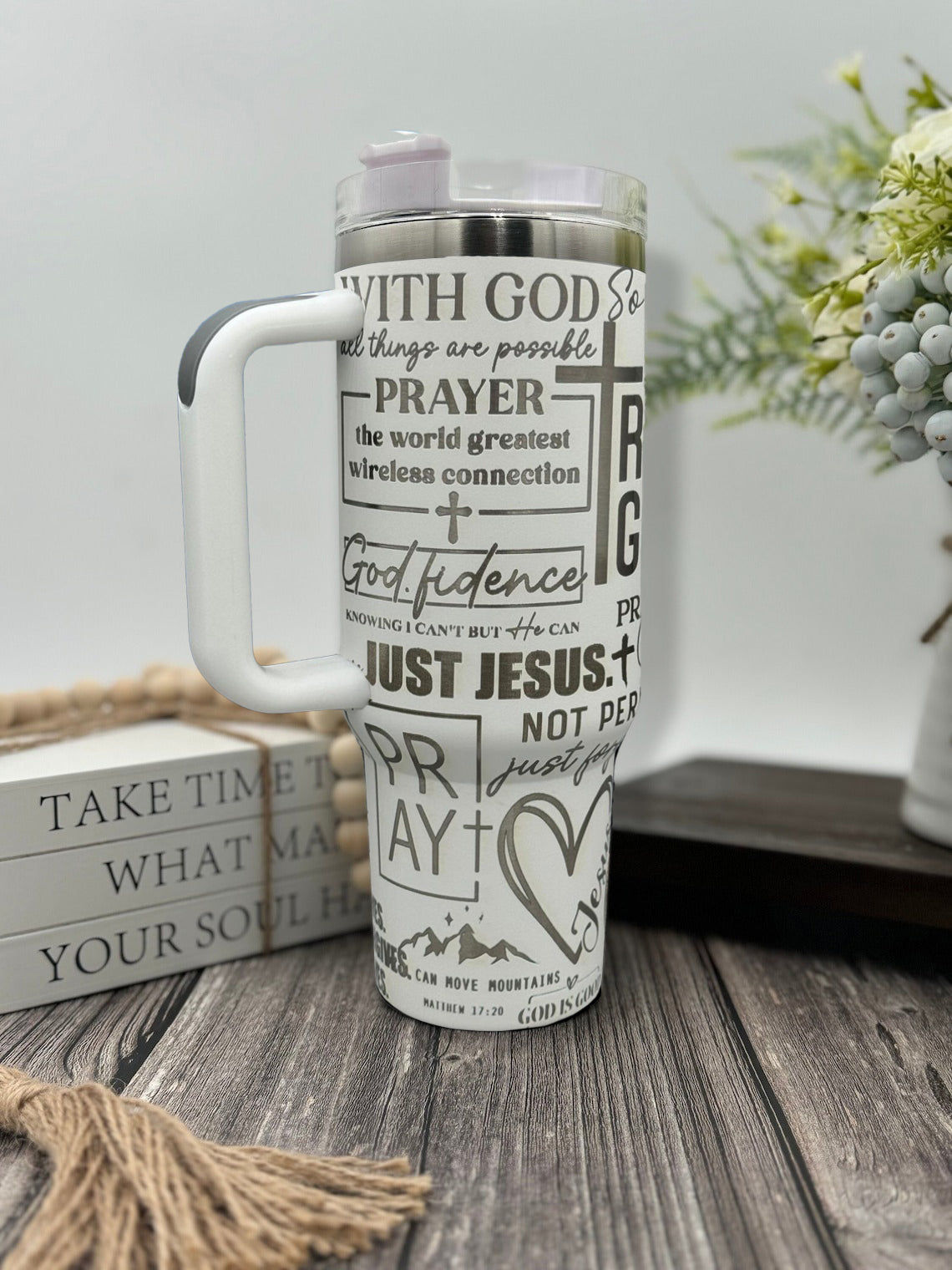 Just Jesus Tumbler 30oz/40oz, Christian Faith Jesus Tumbler With Handle, Christian Laser Engraved, LAF23