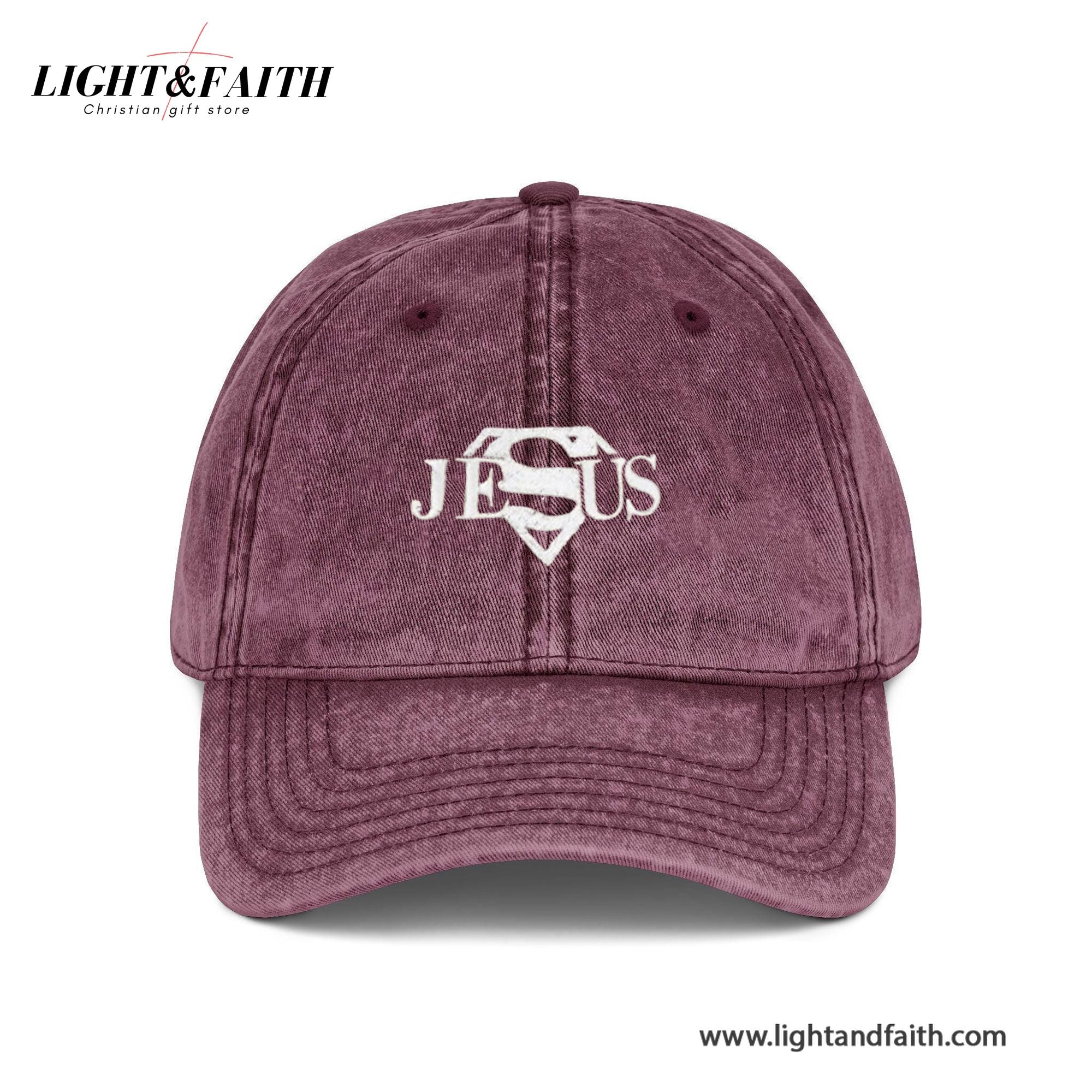 Jesus Superman Logo Embroidered Washed Black Dad Hat, Christian Baseball Cap, Faith Apparel Gift for Men and Women LAFH22