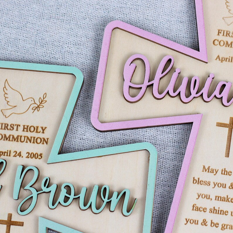 Personalized Baptism Cross, Custom Baby Kid Wooden Cross, Christening Gift, Bible Nursery Decor, Baby Dedication Keepsake WD02